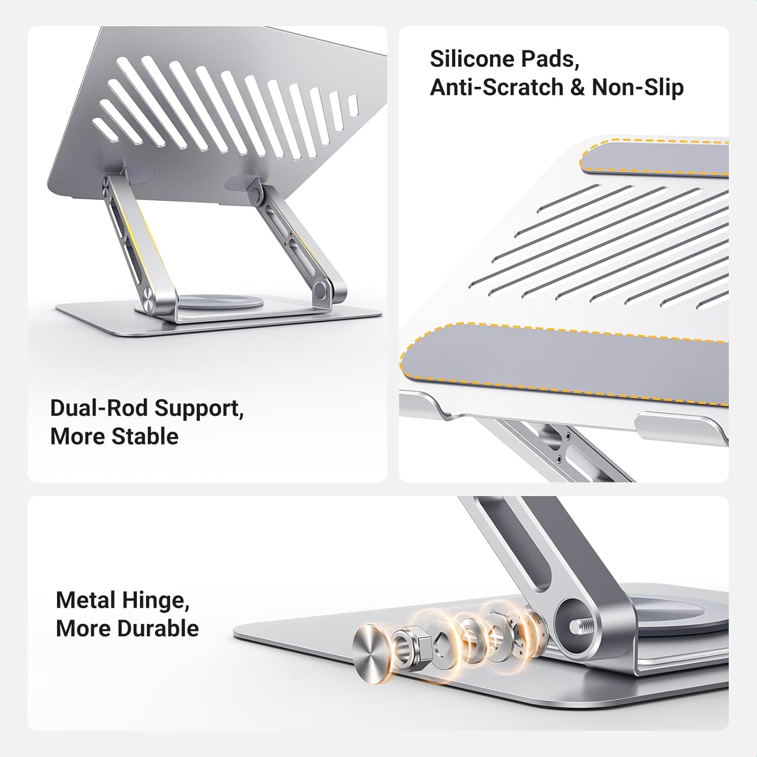 UGREEN Laptop Stand for Desk Laptop Riser Holder Compatible with MacBook Pro Air Notebook up to 17.3 Inch, Adjustable Computer Stand Ergonomic with 360 Rotating Base - Image 6