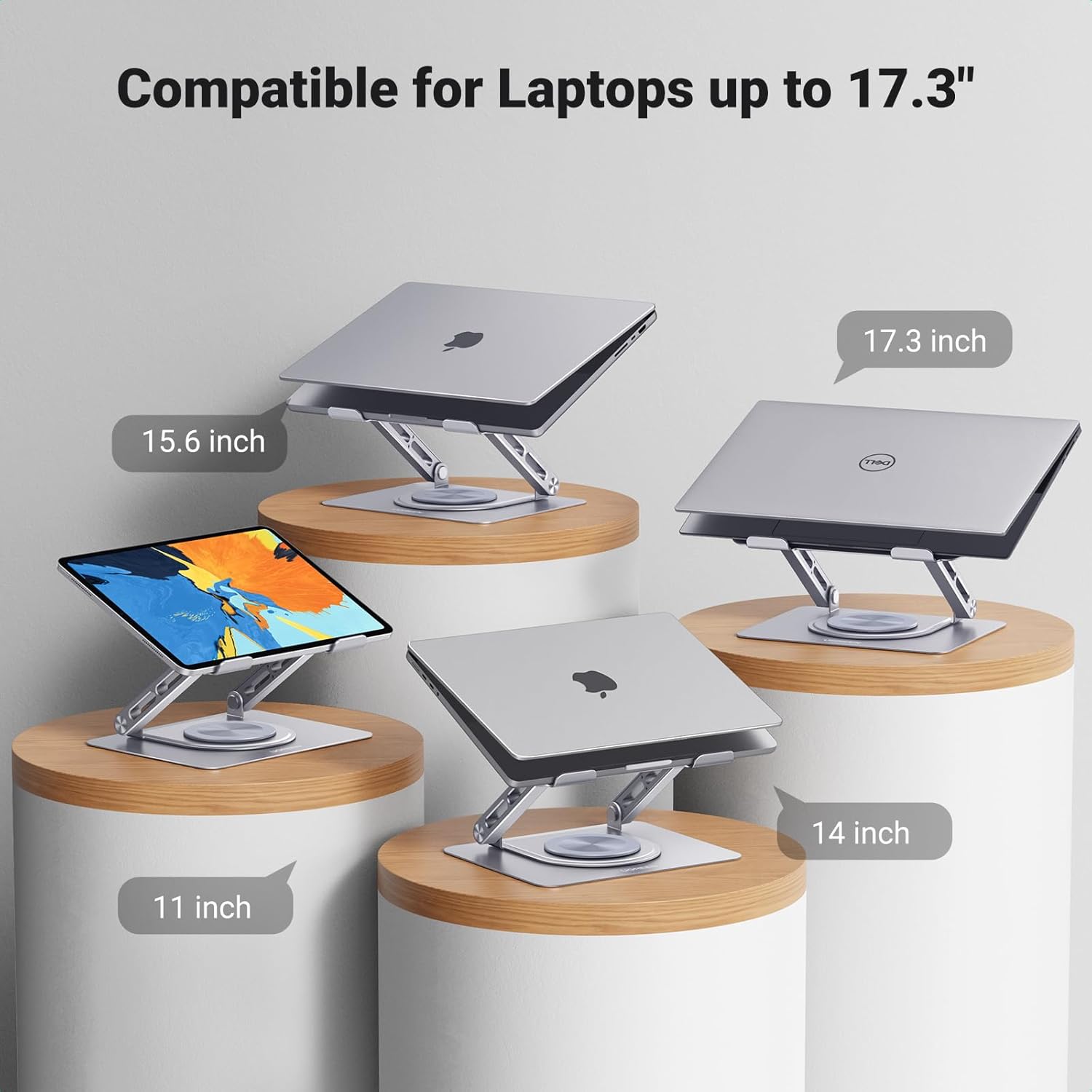 UGREEN Laptop Stand for Desk Laptop Riser Holder Compatible with MacBook Pro Air Notebook up to 17.3 Inch, Adjustable Computer Stand Ergonomic with 360 Rotating Base - Image 8