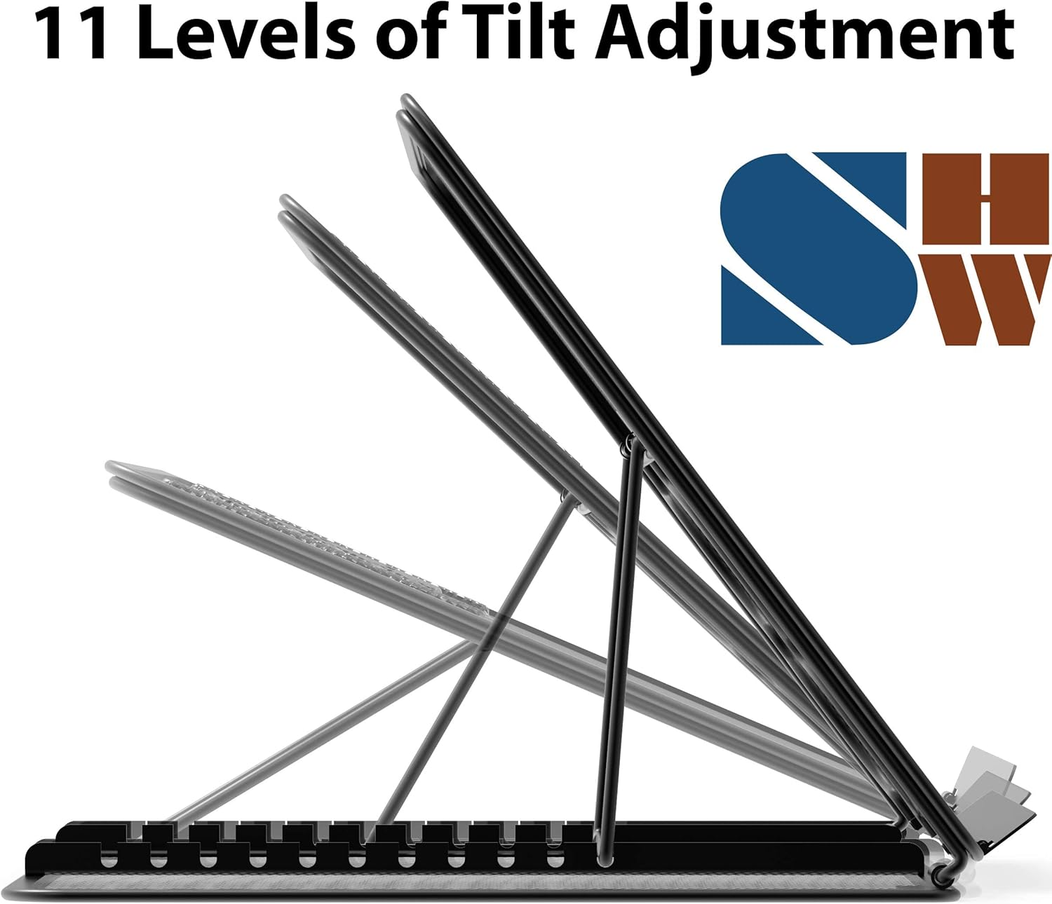 Simple Houseware Mesh Laptop Stand with 11-Levels Adjustable Ventilated Computer Holder, Black - Image 6
