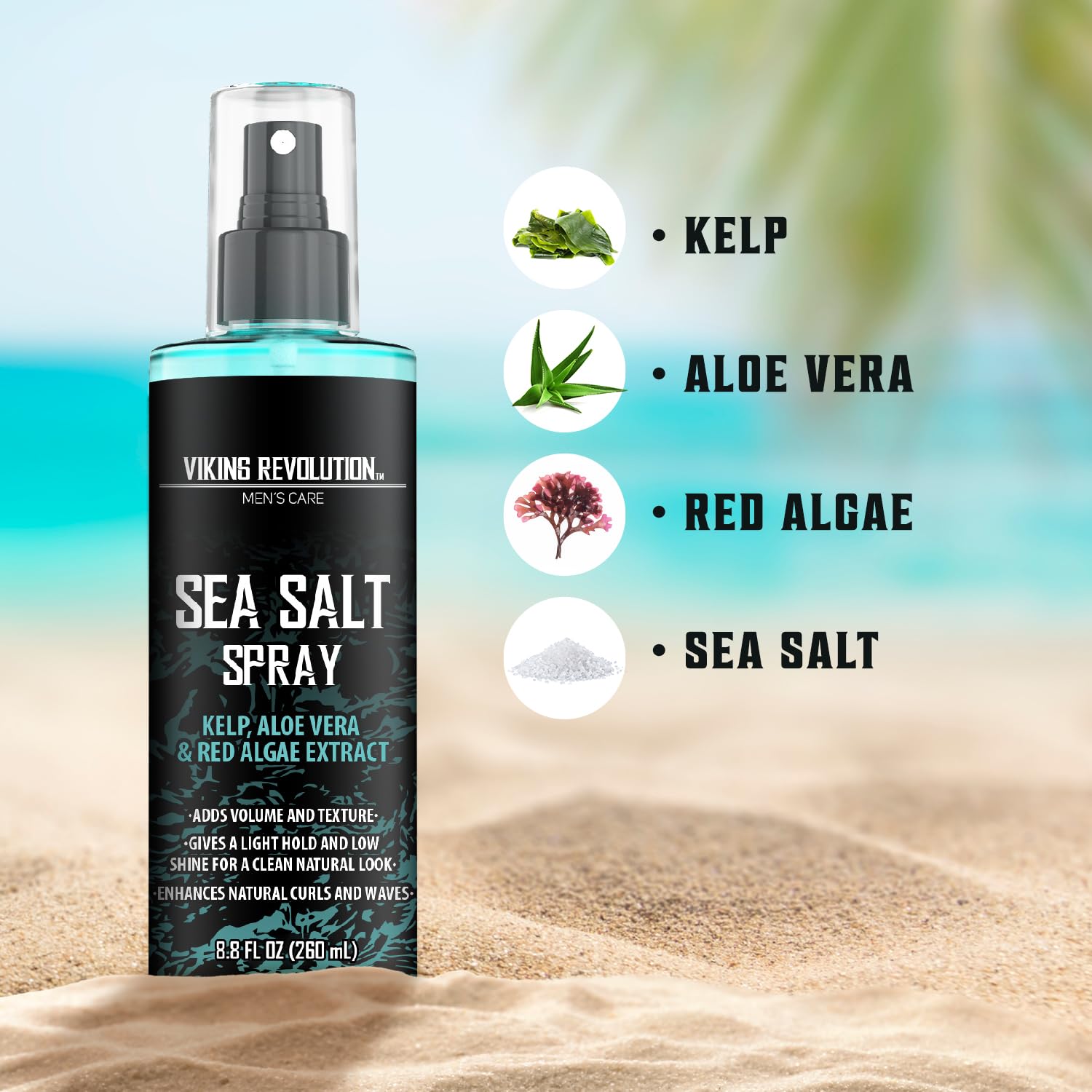 Viking Revolution Sea Salt Spray for Hair Men - Hair Texturizing Spray with Kelp, Aloe Vera and Red Algae Extract - Surf Spray to Add Volume and Texture Sea Salt Spray for Men Beach Hair Spray - 8.8oz - Image 4