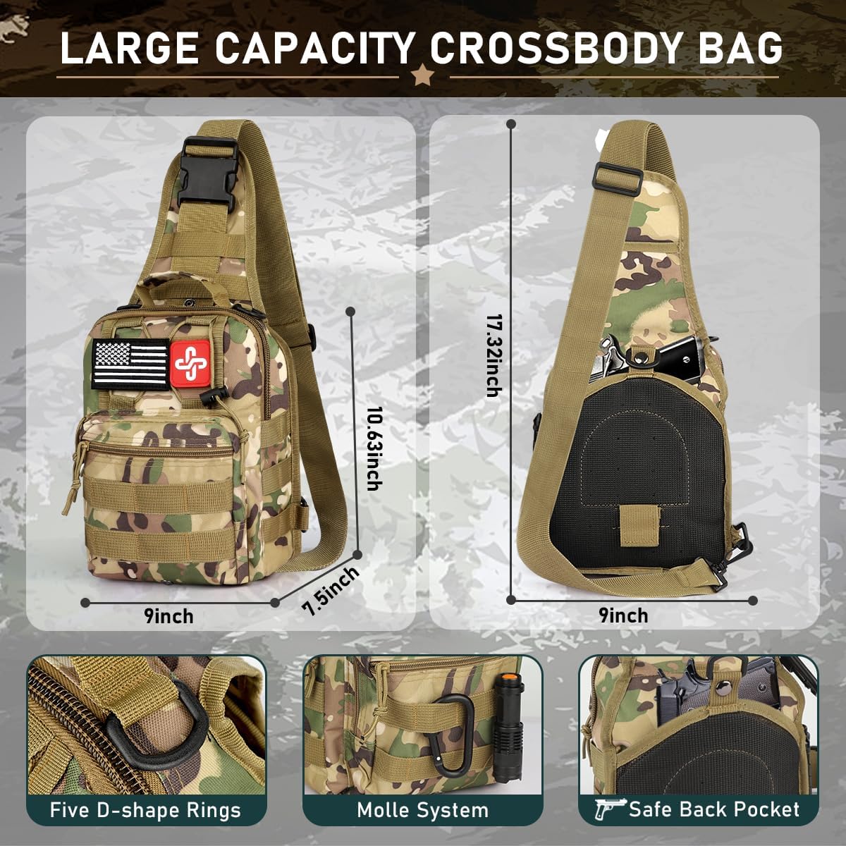 Survival Kit, 262Pcs Survival Gear and Supplies with First Aid Kit Pouch and Crossbody Bag, Emergency Kit with Tent, Camping Axe Hammer, Survival Shovel w/Pick, Bug Out Bag Gifts for Men Women - Image 3