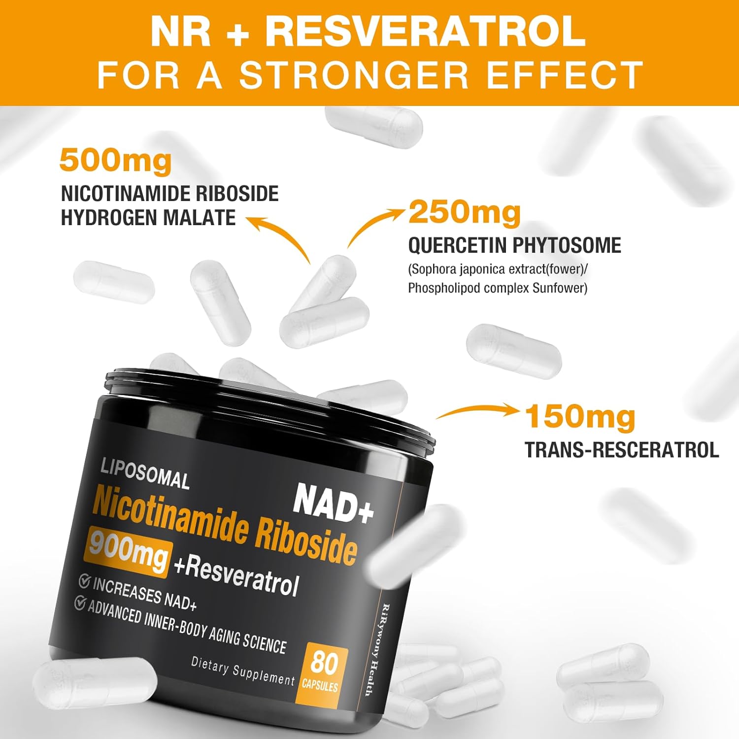 NAD+ Supplement - Liposomal NAD with Nicotinamide Riboside (NR) Resveratrol Quercetin - 2025 New Upgrade, 900mg Pure Organic NAD Plus for Anti-Aging, Energy, Focus - Image 3