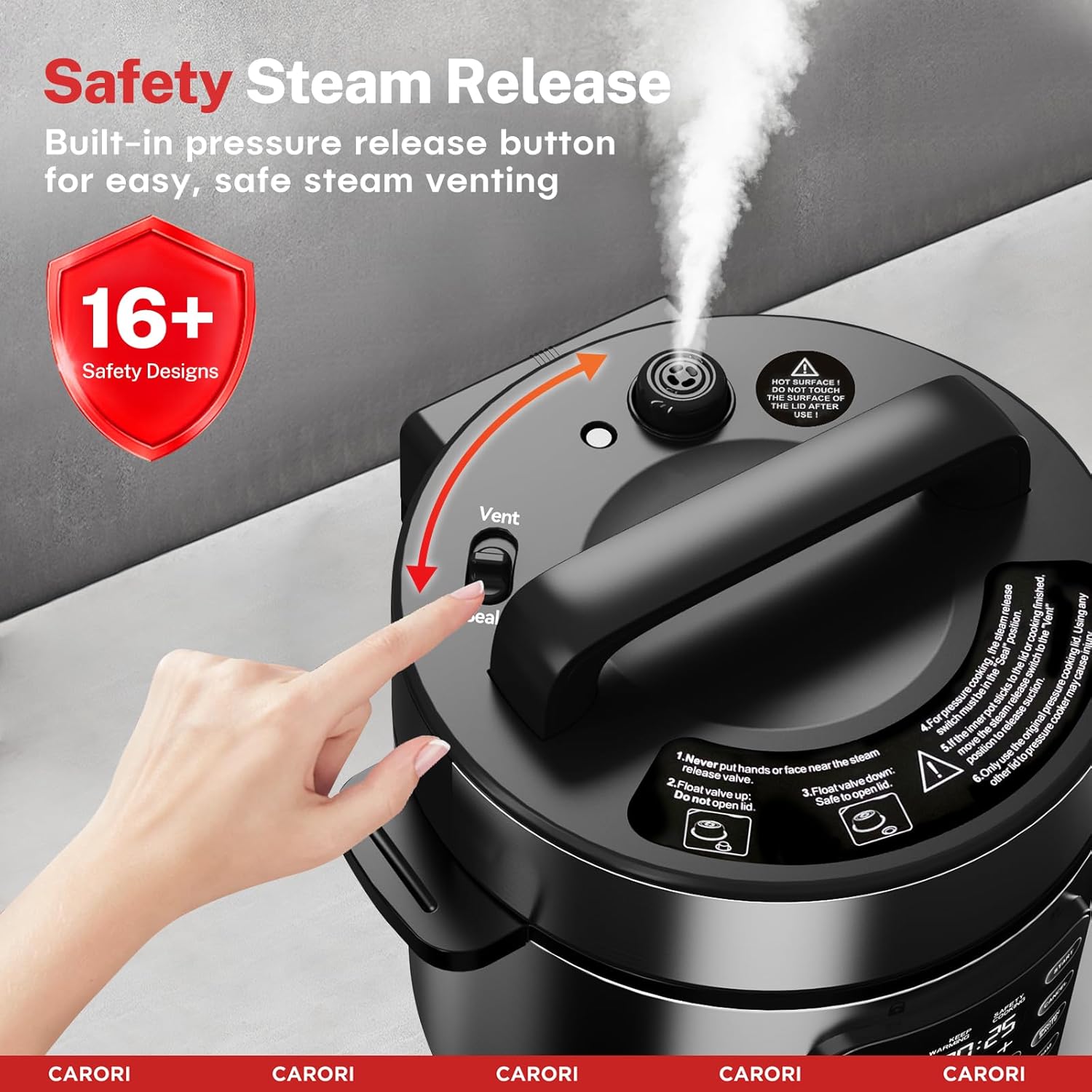 9-in-1 Electric Pressure Cooker 6 Qt, Programmable Multi-Function Cooker with Safer Vent, Olla de Presion, Rice Cooker, Slow Cooker, Steamer, Sauté, Warmer & Sterilizer, 1000W, Stainless Steel - Image 6