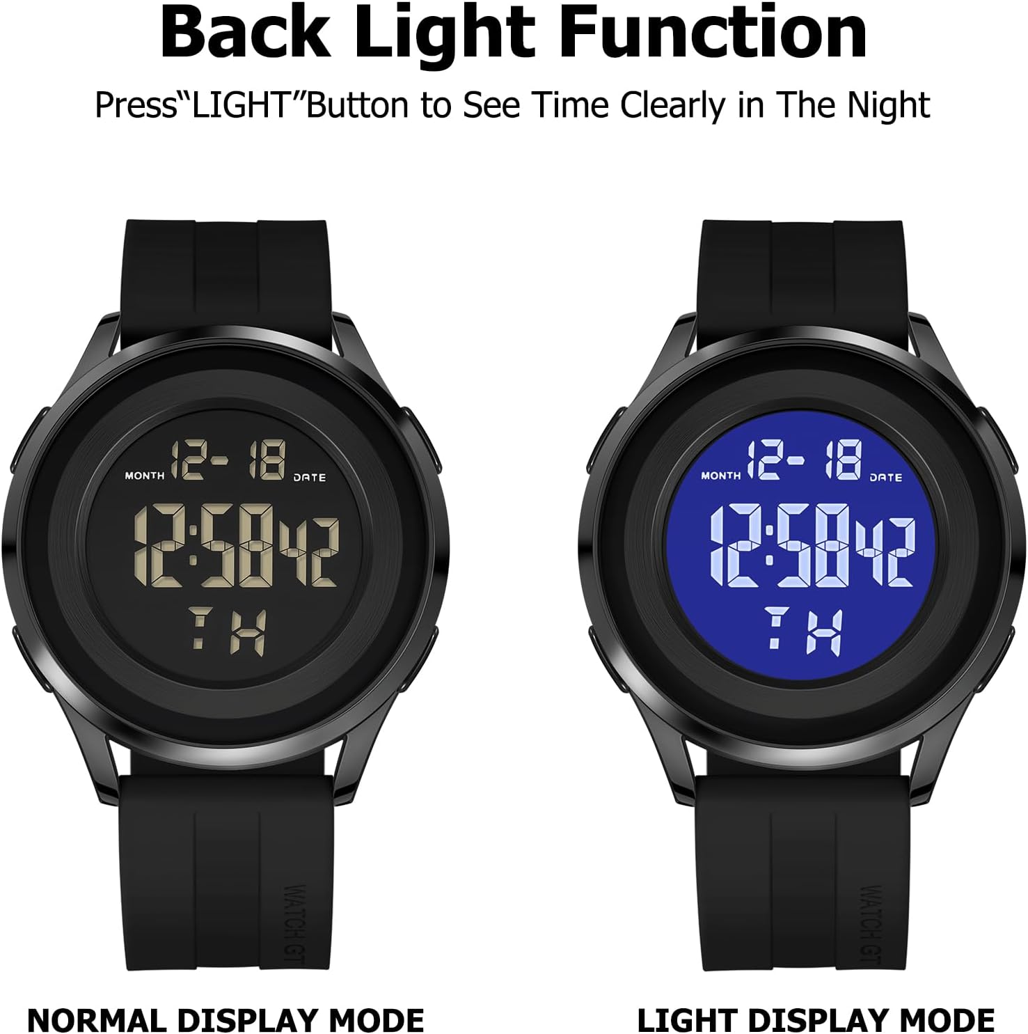 Mens Digital Waterproof Military Watch for Men Black Dive Tactical Sports Minimalist Ultra-Thin Wrist Watch - Image 4