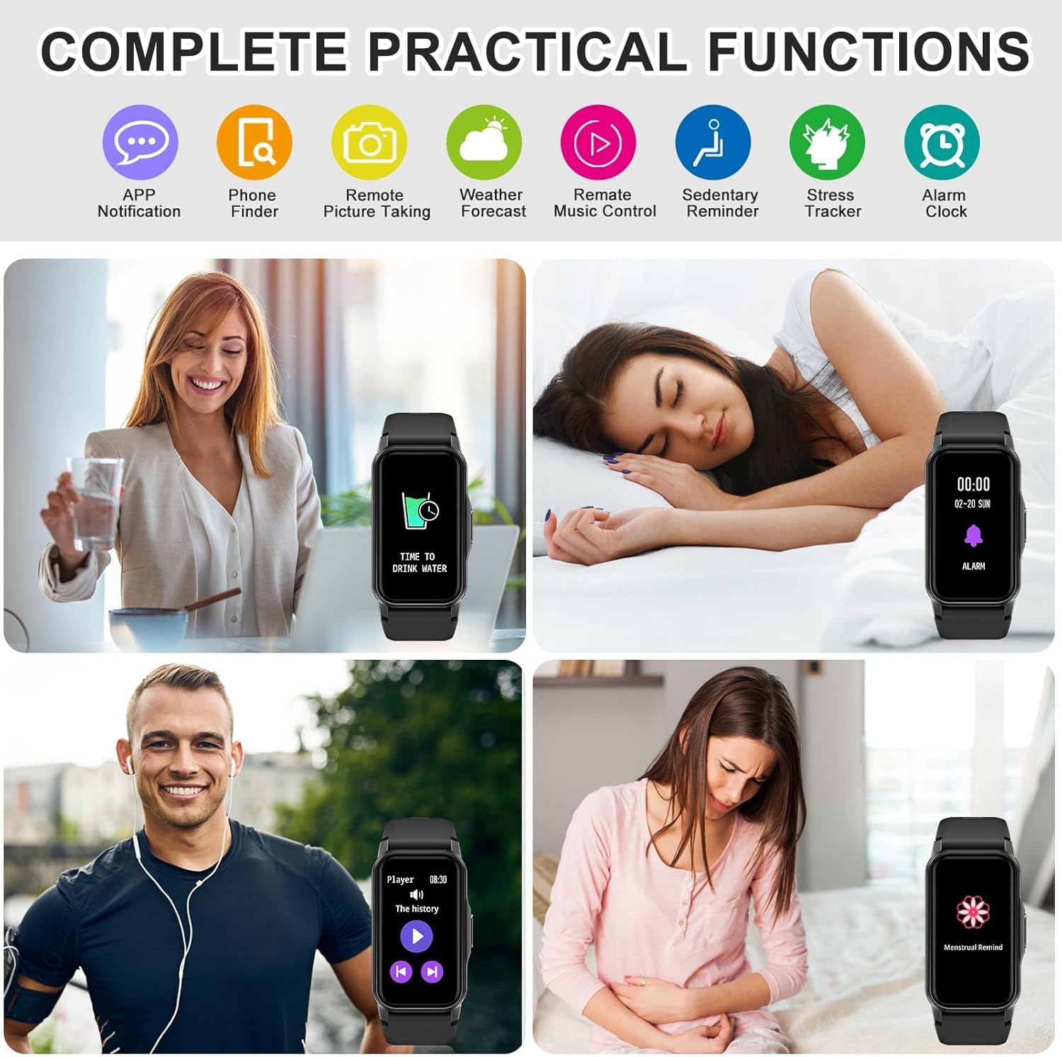 Fitness Tracker with 24/7 Heart Rate, Sleep Blood Oxygen Blood Pressure, 120+ Sports Modes Smart Watch, Step Calorie Counter Pedometer Health Activity Trackers IP68 Waterproof for Women Men - Image 7