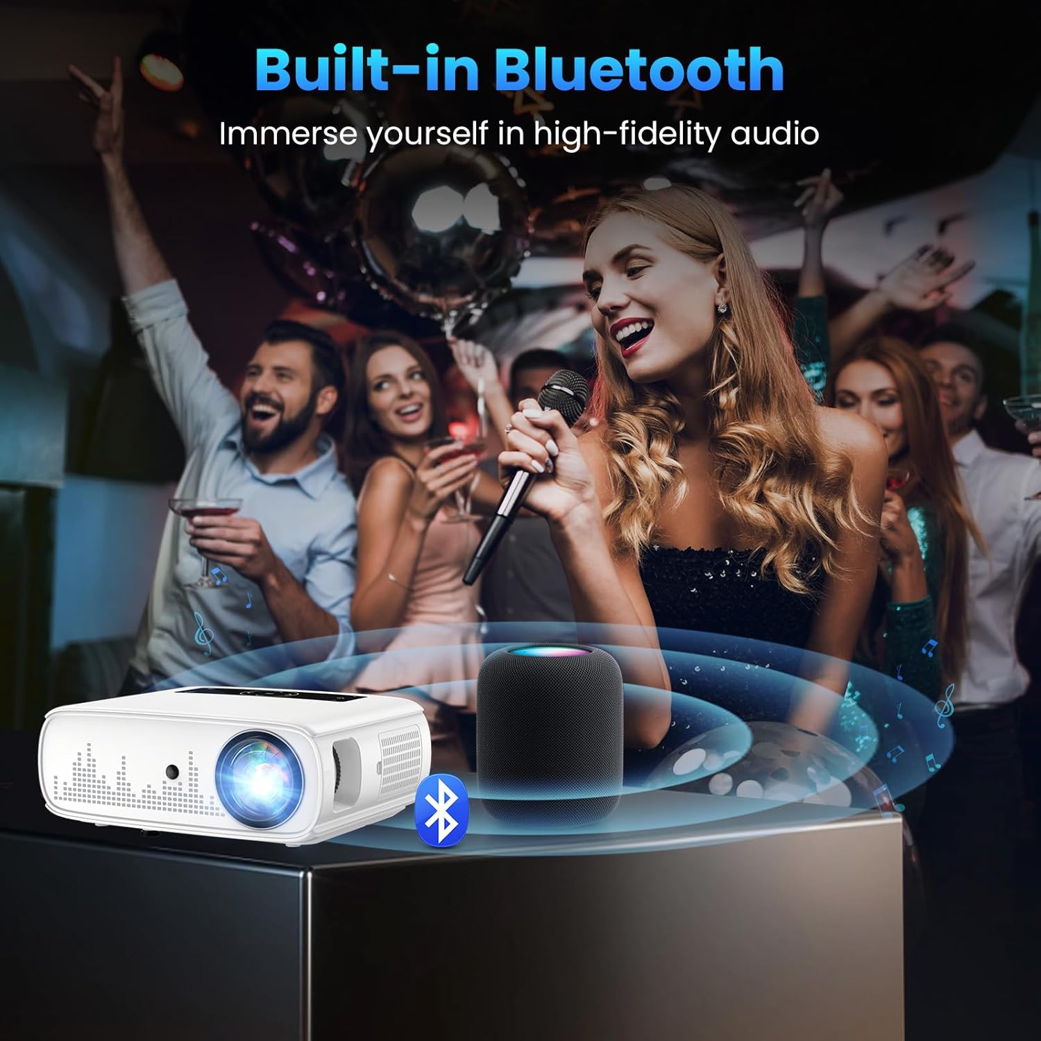 GROVIEW Projector, 15000lux 490ANSI Native 1080P WiFi Bluetooth Projector, 300'' Video Projector, Supports 4K & Zoom, 5G Sync, Compatible with HDMI USB/ AV/ Smartphone/ Pad/ Laptop/ DVD/ TV Stick/ PS5 - Image 5