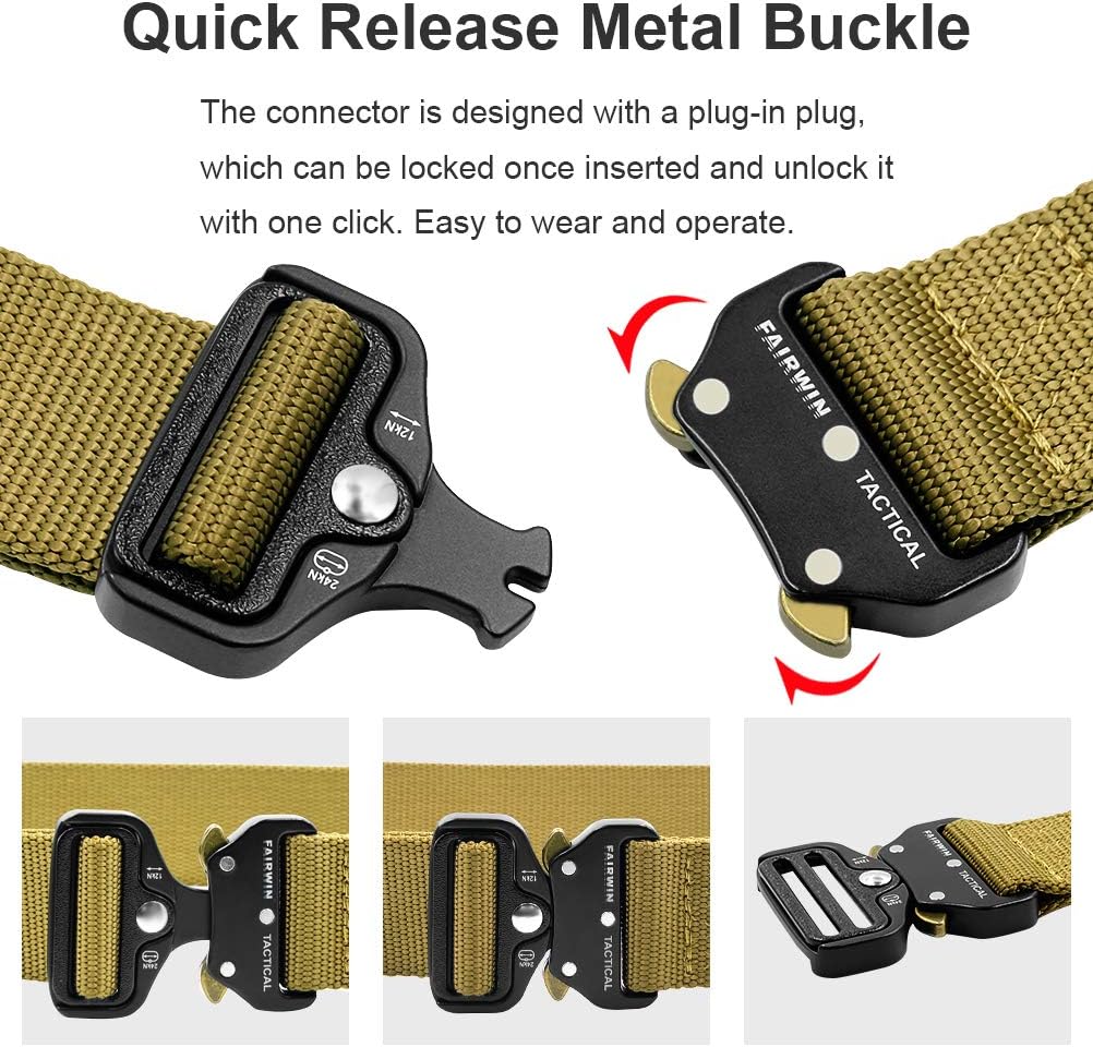 FAIRWIN Tactical Rigger Belt, 1.7 Inches Mens Nylon Webbing Utility Belt with V-ring Heavy-Duty Quick-Release Buckle - Image 5