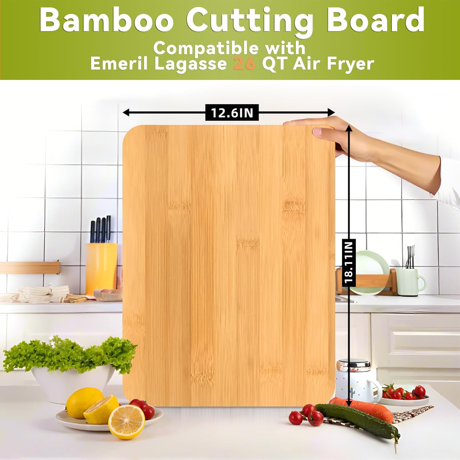 Cutting Board for Emeril Lagasse 26 QT Extra Large Air Fryer, Accessories for Emeril Lagasse Air Fryer with Heat Resistant Silicone Feet, Crate Extra Storage, Protects Kitchen Surfaces - Image 3
