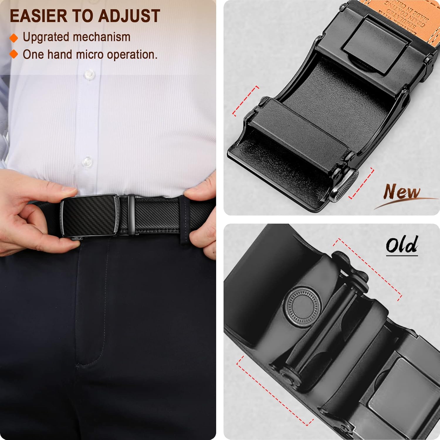 BULLIANT Men's Belt,Slide Ratchet Belt For Gift Men Dress Pant Shirt Oxfords,Trim To Fit - Image 6