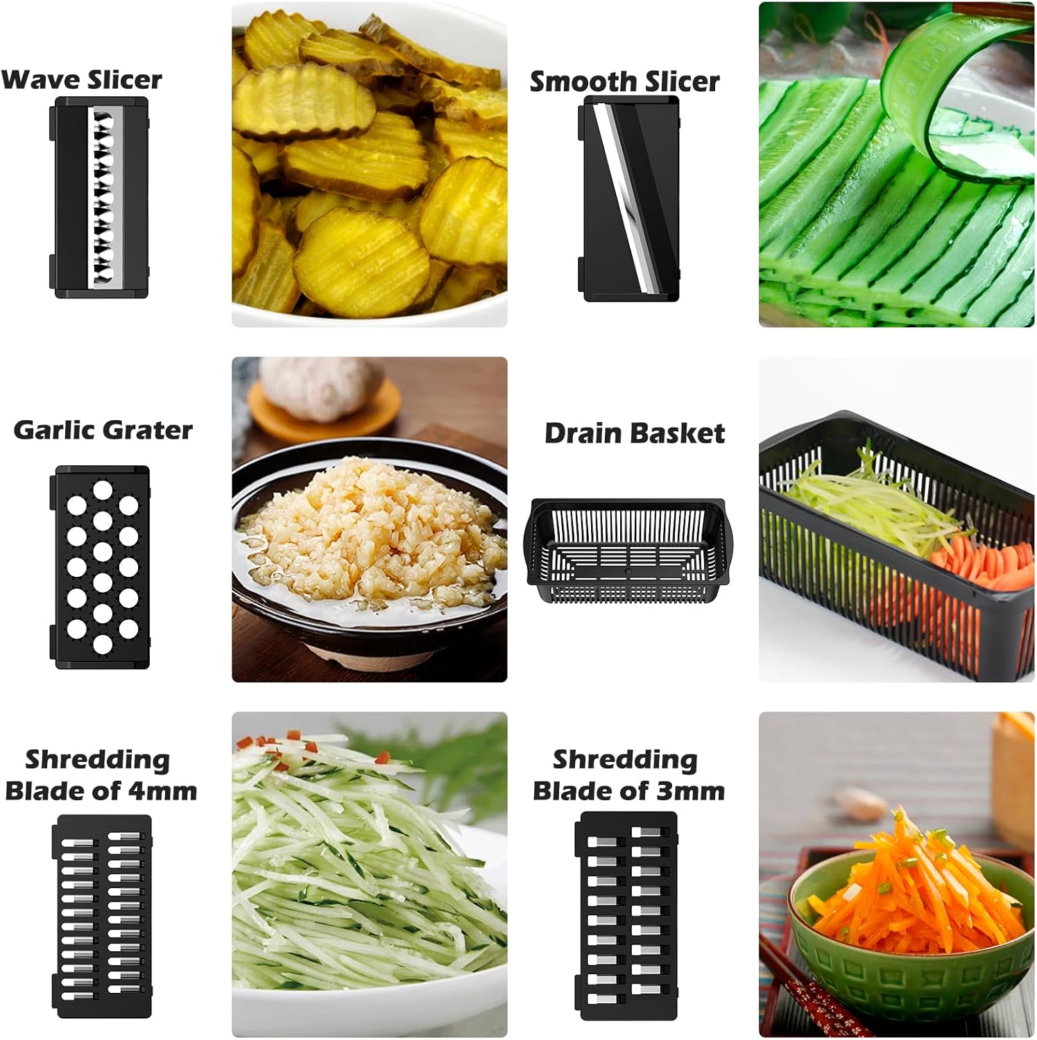 Vegetable Chopper, Pro Onion Chopper, 10 in 1 Multifunctional Chopper mandoline slicer and dicer, Dicing Machine, Veggie Chopper With 8 Blades, Carrot Chopper for Salad Potato Carrot Garlic - Image 3