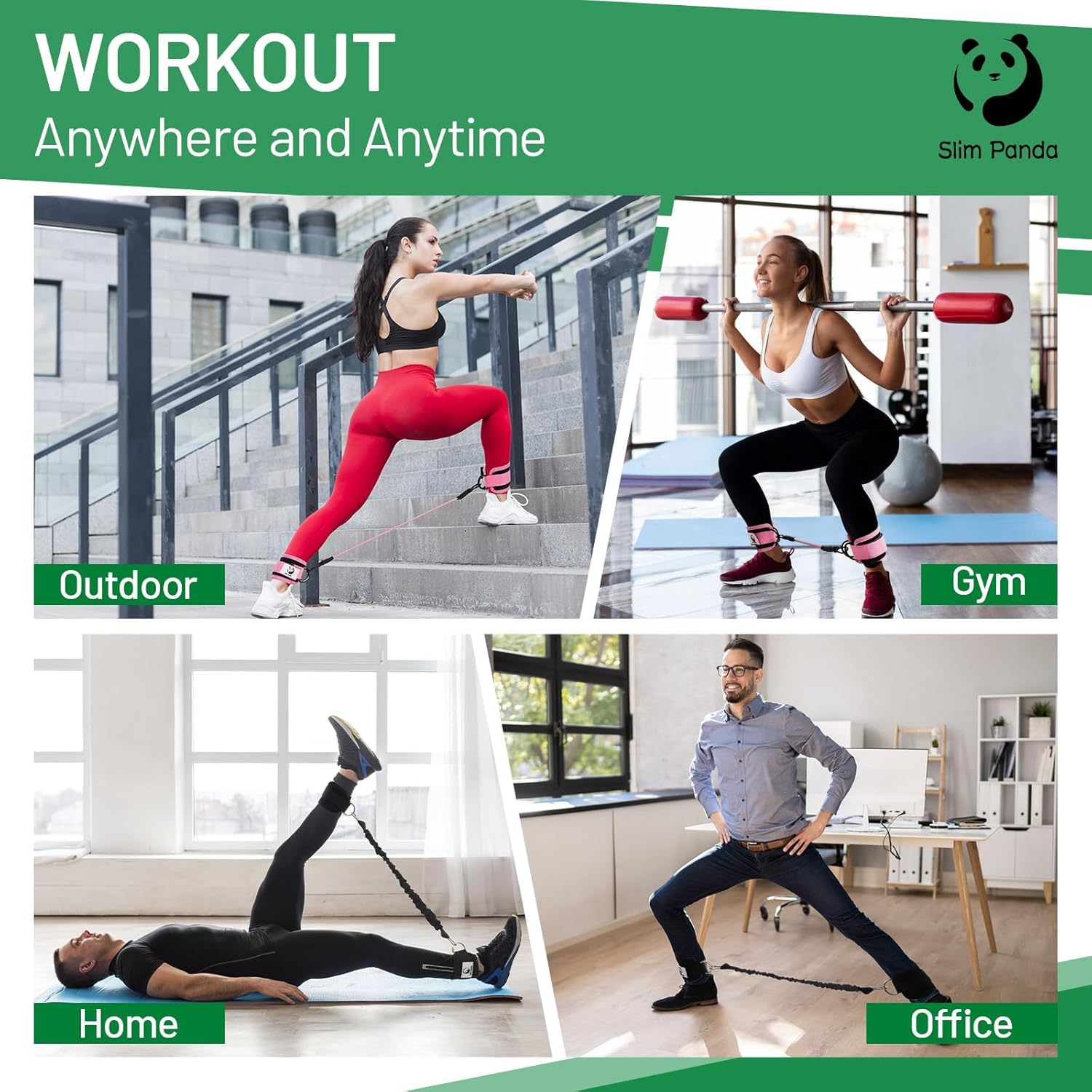 Slim Panda Ankle Resistance Bands with Cuffs,Leg Resistance Bands for Booty Workout Equipment for Kickbacks Hip Fitness Training - Image 8