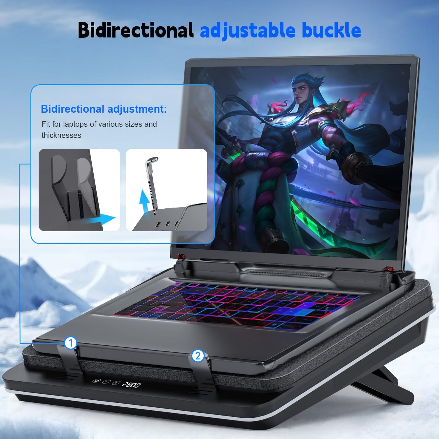 IETS GT600 Laptop Cooling Pad Equipped with Gigantic Turbo-Fan(5.5inch Diameter),Sealed Foam for Rapid Cooling Gaming Laptop,14.1-19.3 inch Laptop Cooler with 3-Port USB Hub,Dust Filter,Touch Start - Image 5