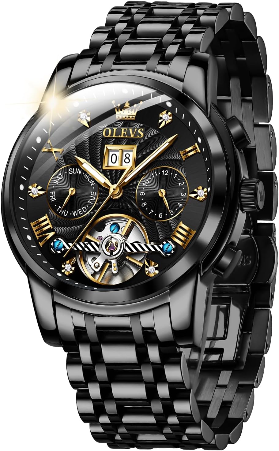 OLEVS Automatic Gold Watches for Men Luxury Classic Stainless Steel Calendar Luminous Waterproof Watches for Men - Image 2