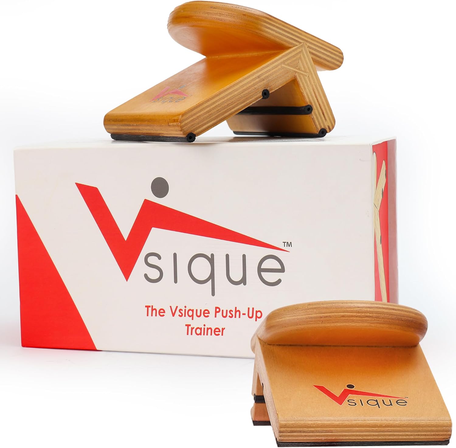 The Vsique Push Up Trainer for Proper Form - Wooden Ergonomic Push Up Grips Reduce Wrist, Joint Strain & Discomfort - Wrist-Friendly Design for All Fitness Levels - Push Up Grips for Floors & Counters - Image 2