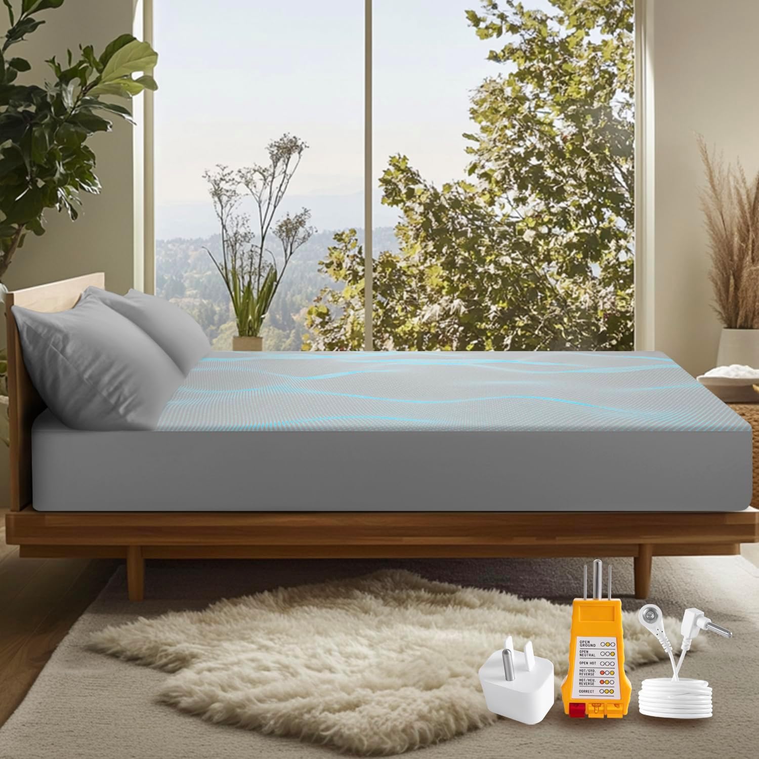 Grounding Fitted Sheets,10% Pure Silver Fiber and 90% Ultra Soft Cotton, Grounding Sheet Earth Connected Bedding, Fits Deep Mattress Grounding Mat for Bed(Grey,78"x80"x18") - Image 2