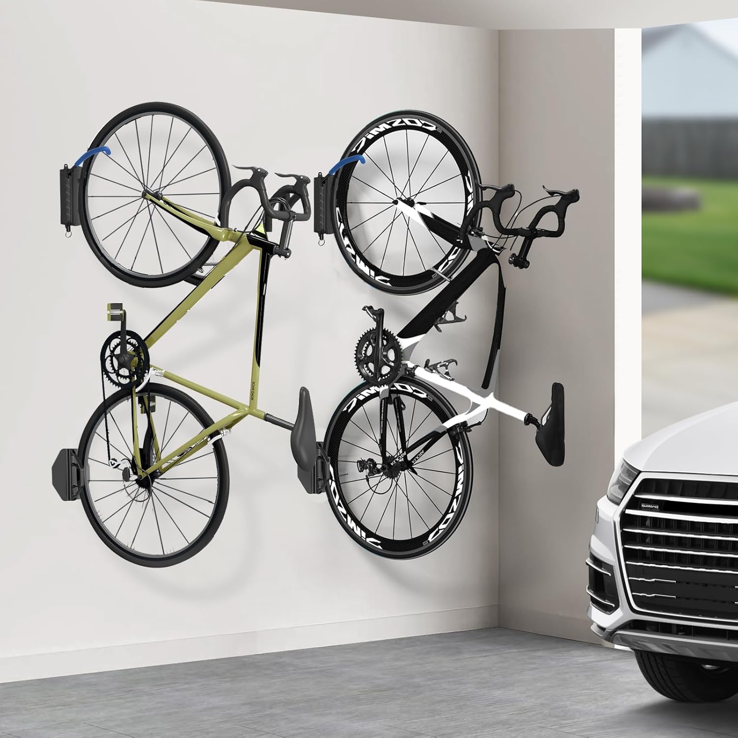 Bike Wall Mount, Swivel Bike Rack Garage, Space-Saving Bike Hooks & Hangers for Garage, Vertical Garage Bike Rack Wall Mount for Storage, Bike Hanger Can Hold Up to 70 Lbs Blue (2 Pack) - Image 9