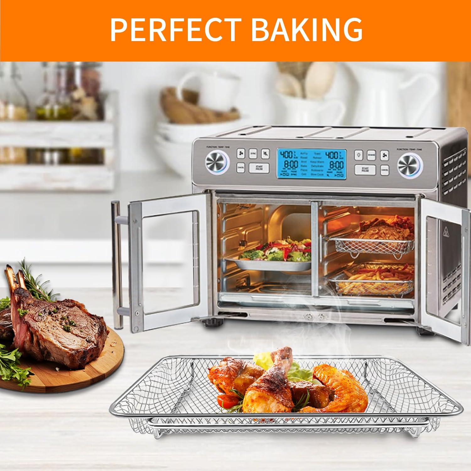 GWY Air Fryer Basket Replacement for Emeril Lagasse Dual Zone 360 Air Fryer Oven 25 QT Air Fryer Convection Toaster Oven 11.6"x 6.9" Non-stick Mesh Air Fryer Steel Accessories Parts, Dishwasher Safe - Image 8