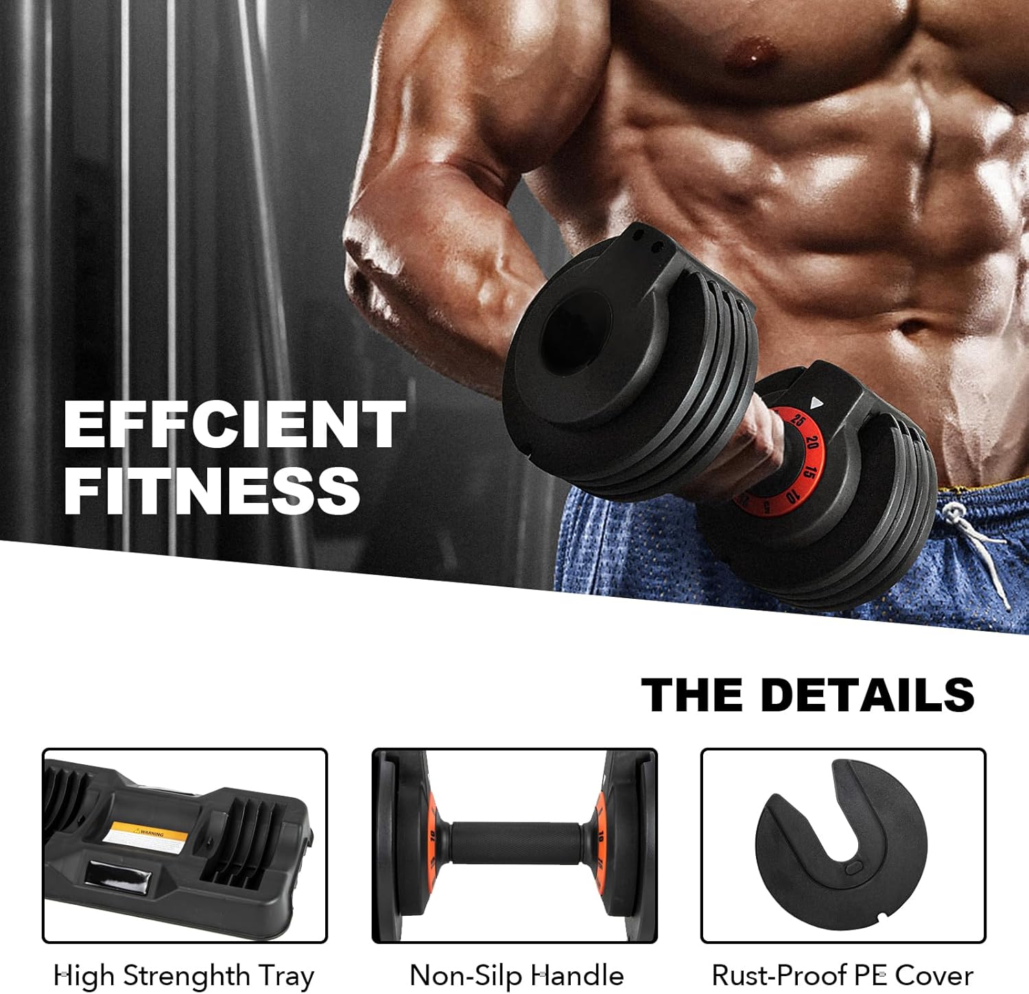 25/55 lbs (Pair) Adjustable Dumbbell Set, Dumbbell Adjustable Weight with Non-slip Quick Adjust Swivel Handle, Dumbbell Home Gym Fitness Equipment for Men and Women - Image 3