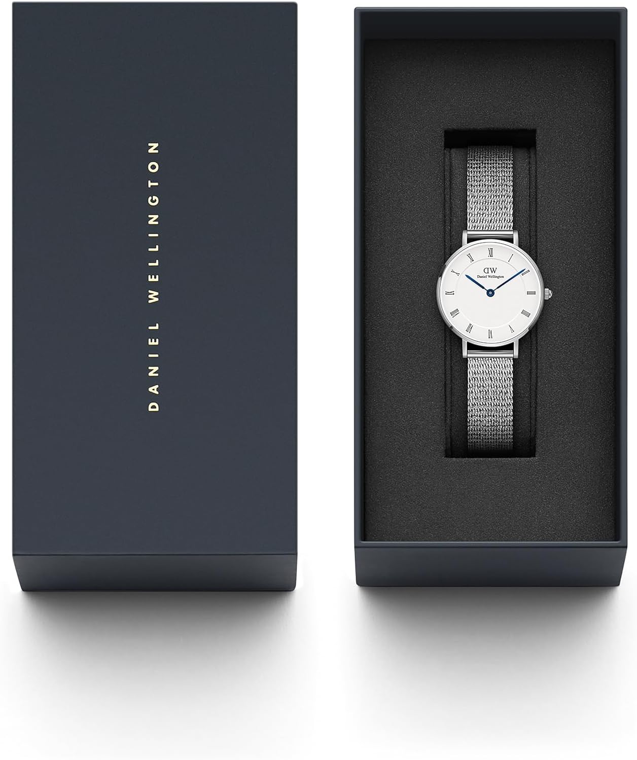 Daniel Wellington Roman Numerals Watch - 316L Stainless Steel Case, Leather or Stainless Steel Strap, Blue Hands, Analog Watch for Women - Image 5