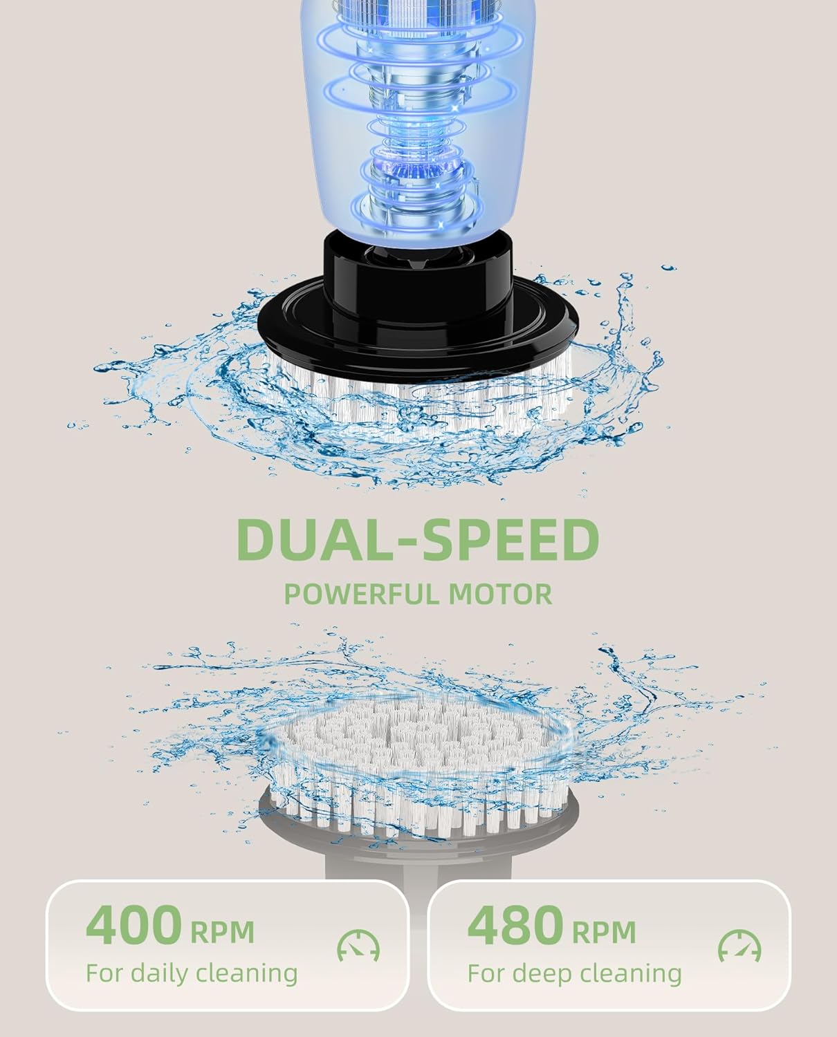 Electric Spin Scrubber, Cordless Cleaning Brush, Shower Scrubber with 8 Brush Heads, Power Scrubber Dual Speeds with Adjustable Extension Handle, IPX7 Waterproof for Bathtub Floor Tile Car-B - Image 3