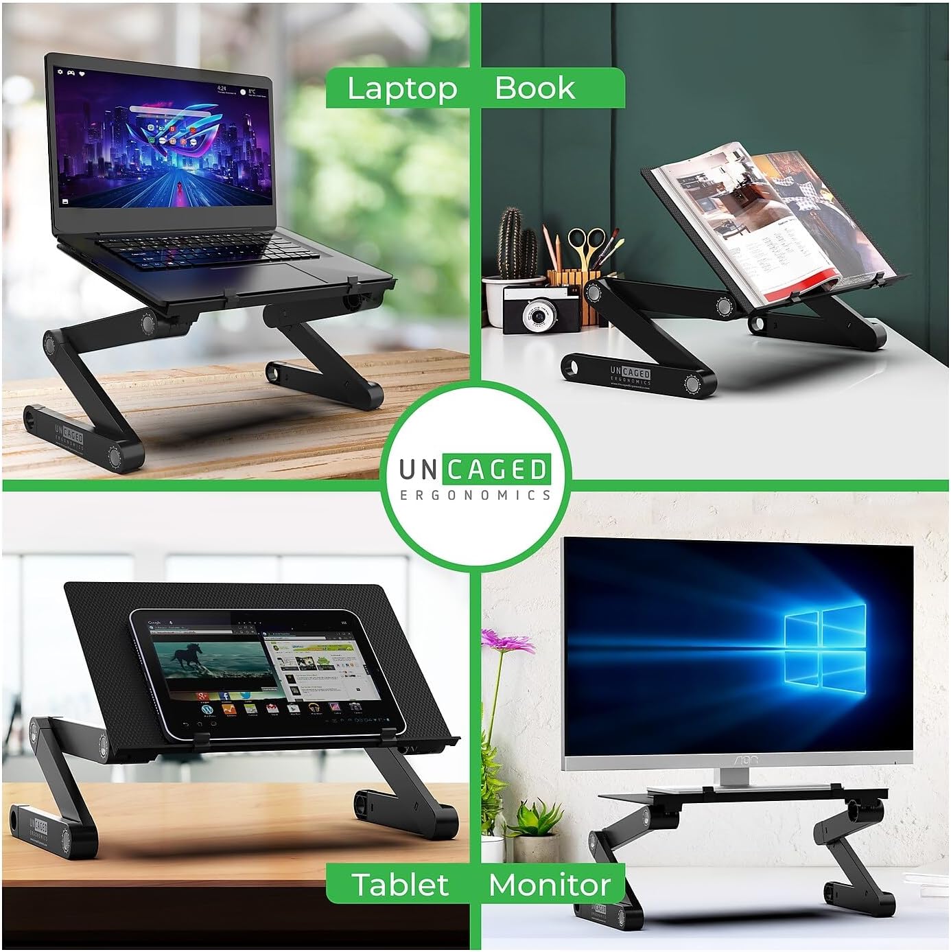 WorkEZ Adjustable Laptop Stand for Desk, Adjustable Height Laptop Stand, Ergonomic Foldable Portable PC Holder, Computer Riser, Home Office Supplies - Image 7