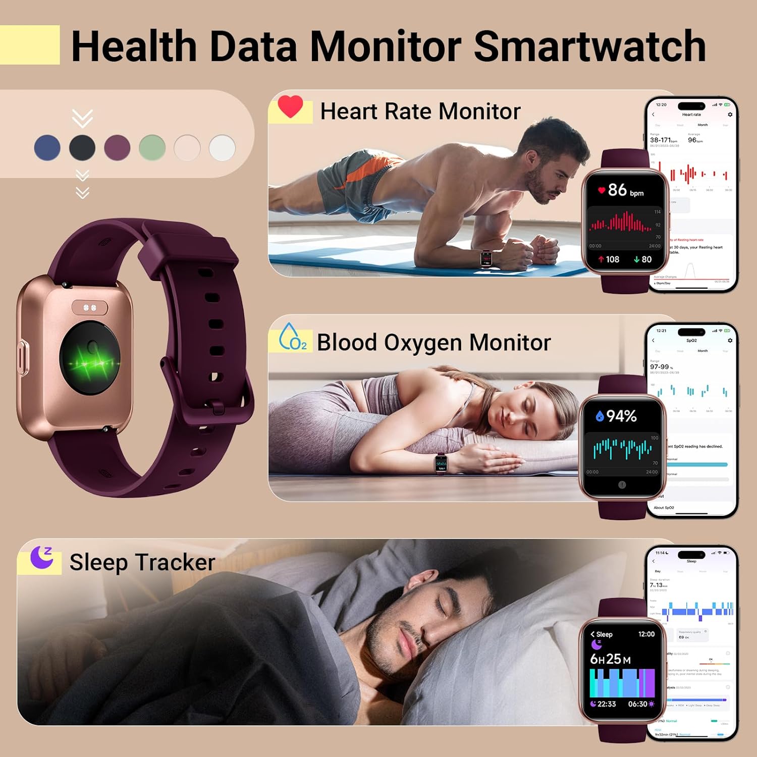 Smartwatch for Women, Compatible with Android & iPhone, 1.8'' Fitness Tracker Watch with Alexa, Call & Notification Alerts, Heart Rate & Sleep Monitor, 120 Sports Modes, Waterproof Watch for Women - Image 5
