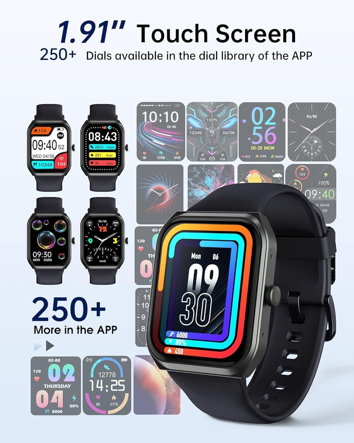 Smart Watches for Men Women (Answer Make Call), 1.95" Fitness Watch with Blood Oxygen Heart Rate Sleep Monitor, 100+ Sports IP68 Waterproof Fitness Watch for Android iOS Phones - Image 3
