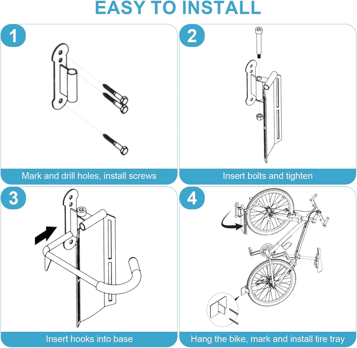 Lunies Swivel Bike Rack Wall Mount, Hanging Bike Hook for Garage, Space Saving Bike Hanger Holder with Rear Pad Stopper, Indoor Bike Organizer for MTB, Road, Mountain Bicycle, Hybrid Bikes(single) - Image 6