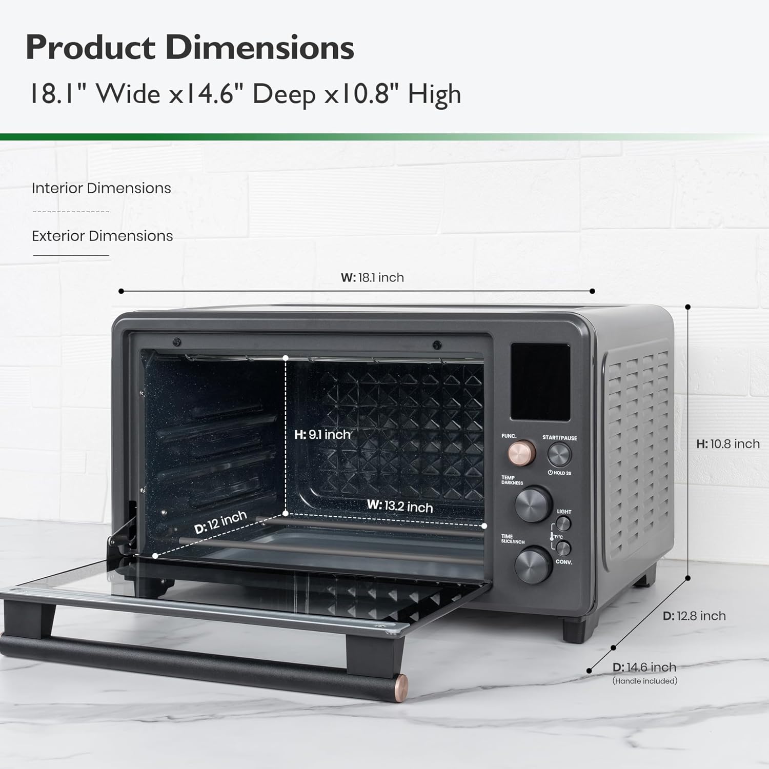 Infrared Heating Air Fryer Toaster Oven Combo, with Non-toxic Enamel-coated Interior, Extra Large Countertop Convection Oven 10-in-1 Combo, 6-Slice Toast, Enamel Baking Pan Easy Clean - Image 8