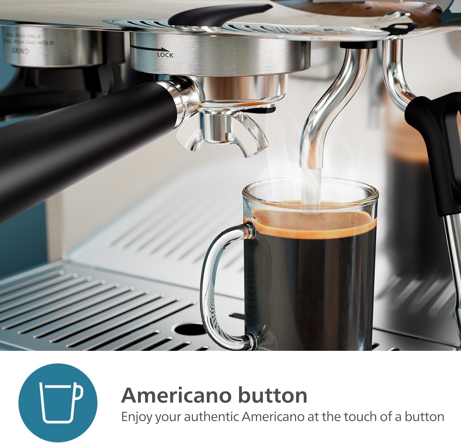 PHILIPS Barista Brew Semi Automatic Espresso Machine - Single & Double Espresso + Americano Button, 280g Dual Bean Container + Grinder, Intuitive Guidance, Calibrated Tamping, Metal Cappuccino - Image 7
