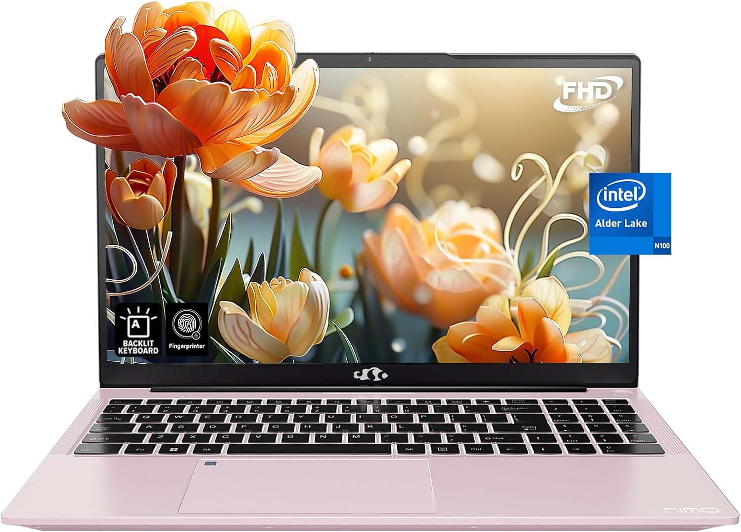 NIMO 15.6 IPS FHD-Laptop, 16GB RAM 1TB SSD Intel Pentium Quad Core N100, Computer with Backlit Keyboard Fingerprint (Beat to i3-1115G4 Up to 3.4GHz) Laptops for Student, Win 11 Rose Gold - Image 2