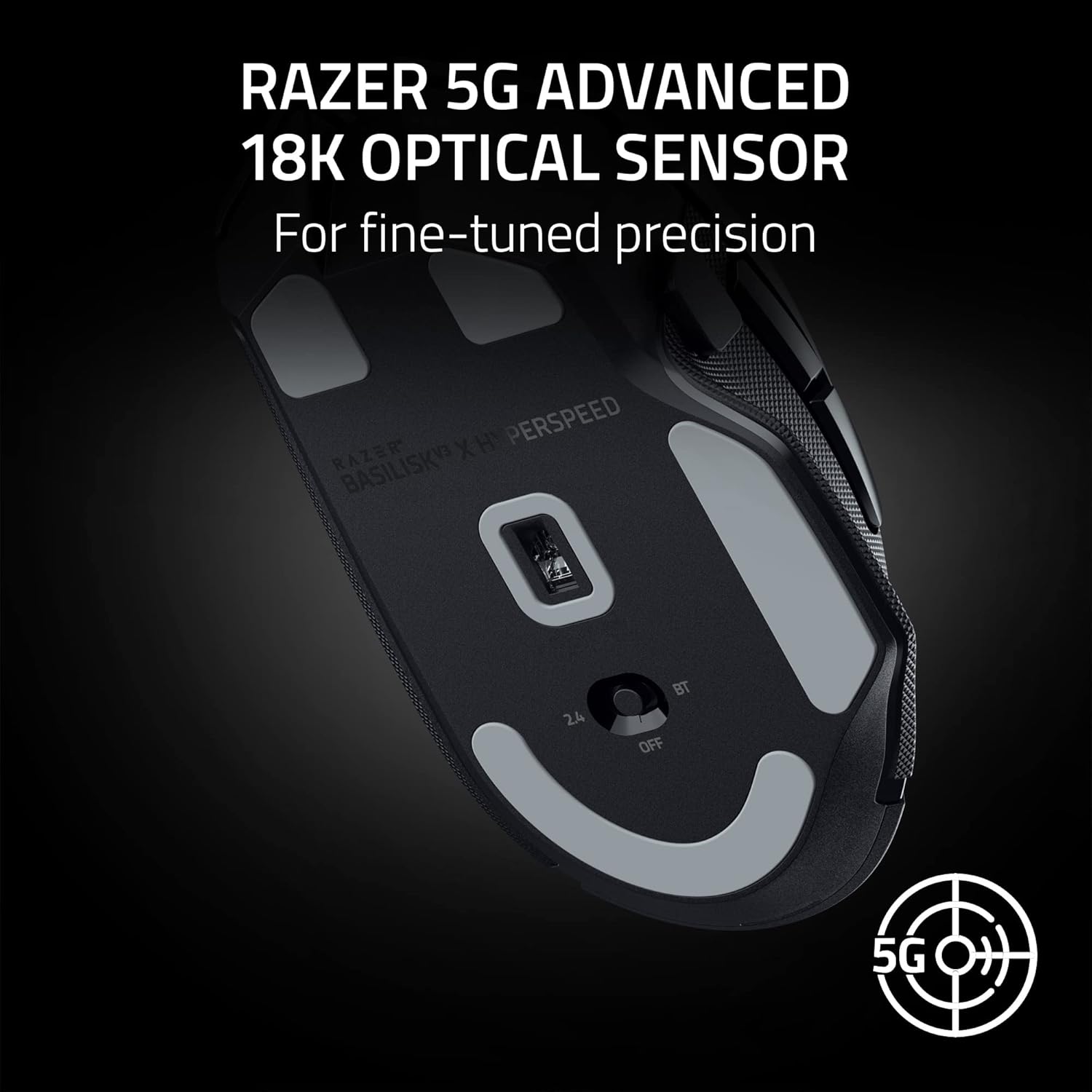 Razer Basilisk V3 X HyperSpeed Wireless Gaming Mouse: Up to 285 Hr Battery - 18K Optical Sensor - Mechanical Switches - Chroma RGB - 9 Programmable Controls - Black - Image 6