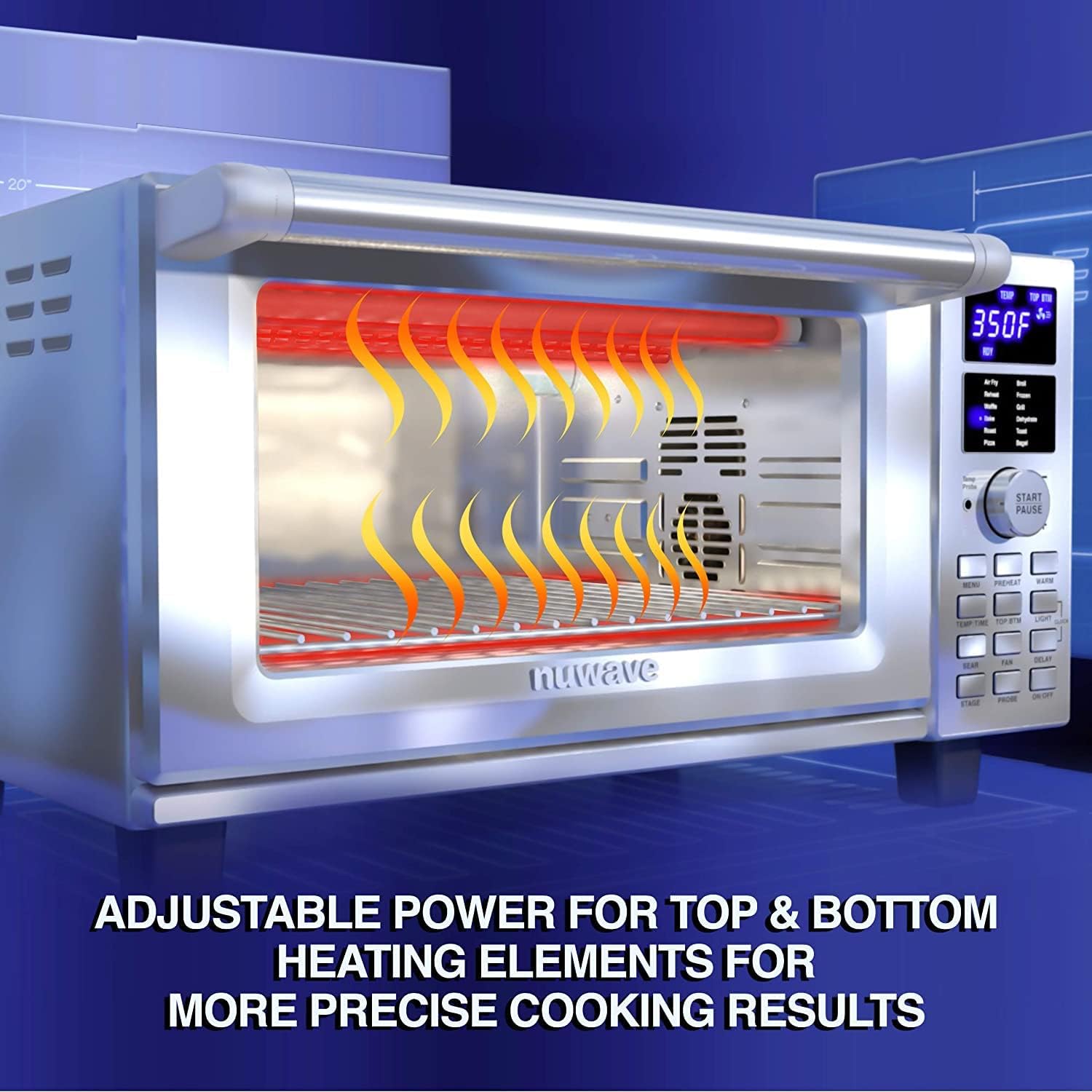 Nuwave Bravo Air Fryer Toaster Oven Combo, 12-in-1 Smart Convection Ovens Countertop 30QT with Integrated Digital Temperature Probe, Tray, Basket, Fry Rack and Recipes - Image 6