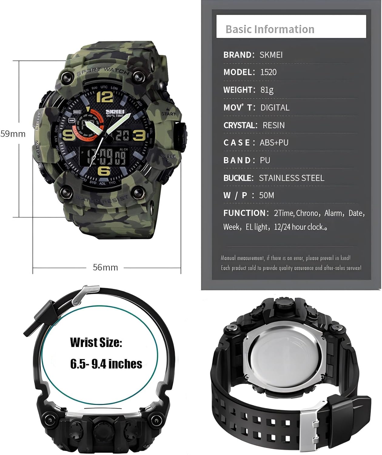 Gosasa Men's Large Face Outdoor Sports Watches Military S-Shock Watch Waterproof, Backlight, Alarm, Stopwatch Features - Rugged Wristwatch for Training, Hiking, and Adventure - Image 7