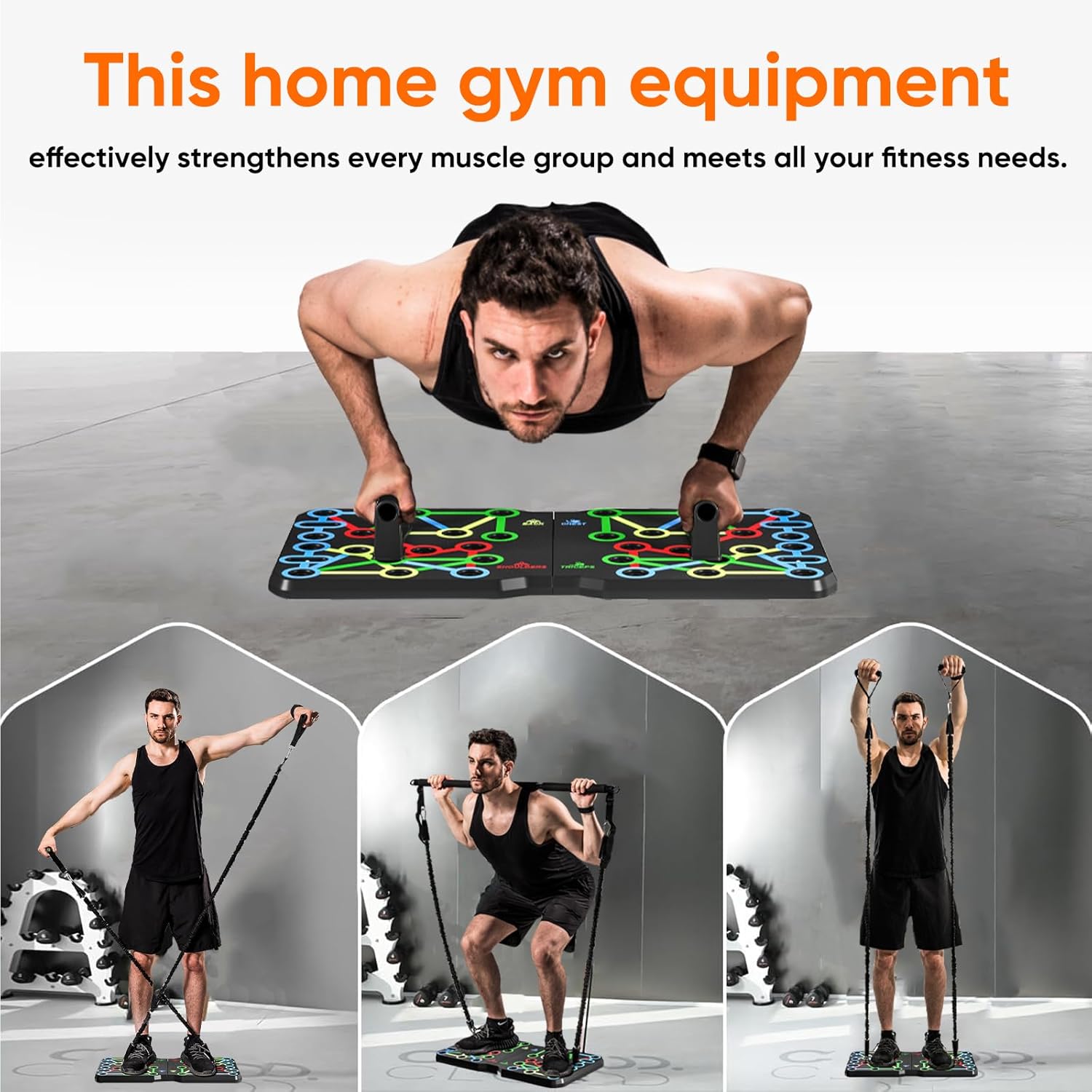 AERLANGUpgraded Push-up Board Home Fitness Accessories, Multifunctional 30-in-2 Push-up Bar Fitness Equipment, Portable Strength Training Equipment with Push-up Handles and Pilates Bar - Image 5