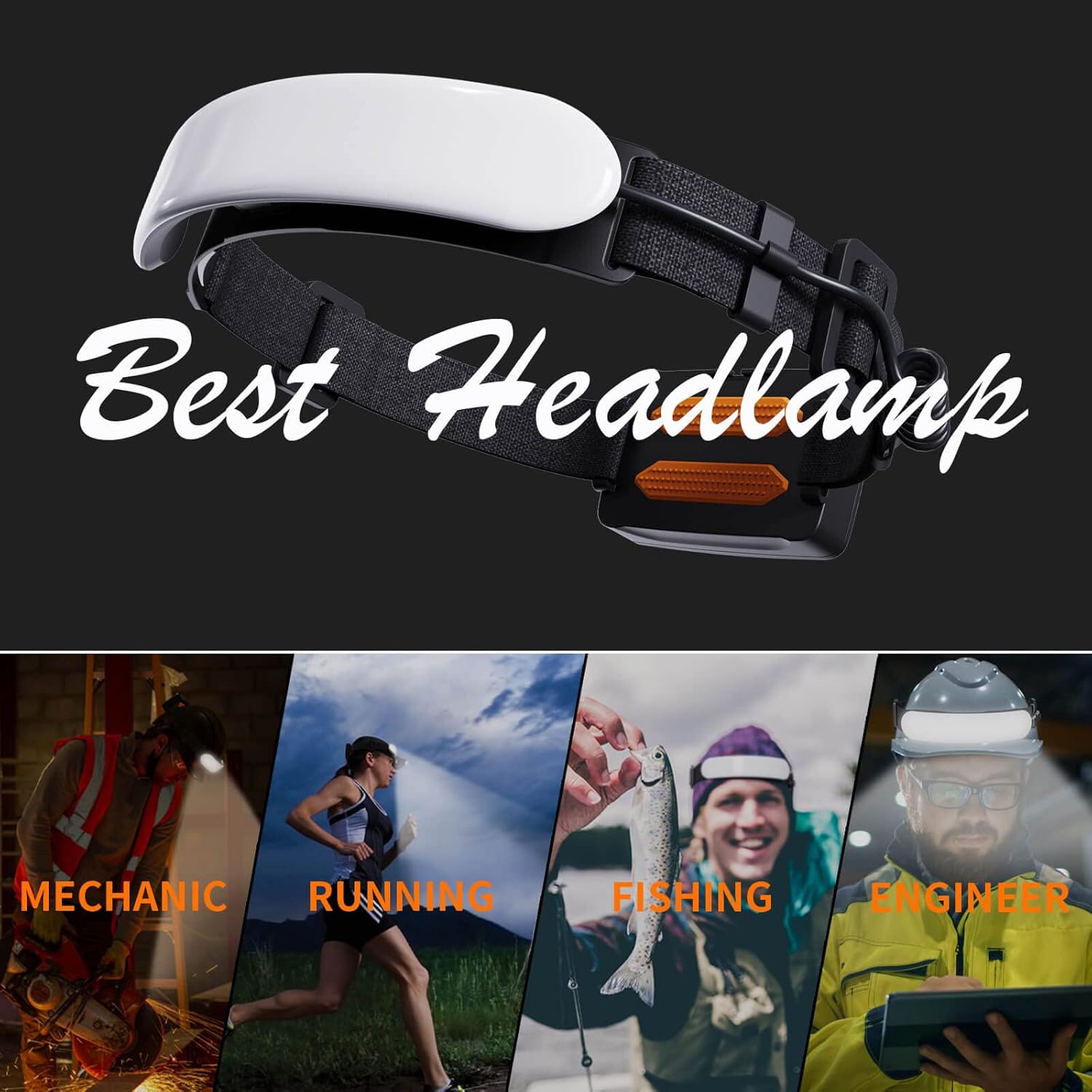 Headlamp Rechargeable PRO+,7500mAh 1500 Lumen Super Bright 230°Beam LED Head Lamp,Head Lights for Forehead,3 Modes,IPX6 Headlamps for Adults Camping/Mechanic/Hard Hat - Image 8