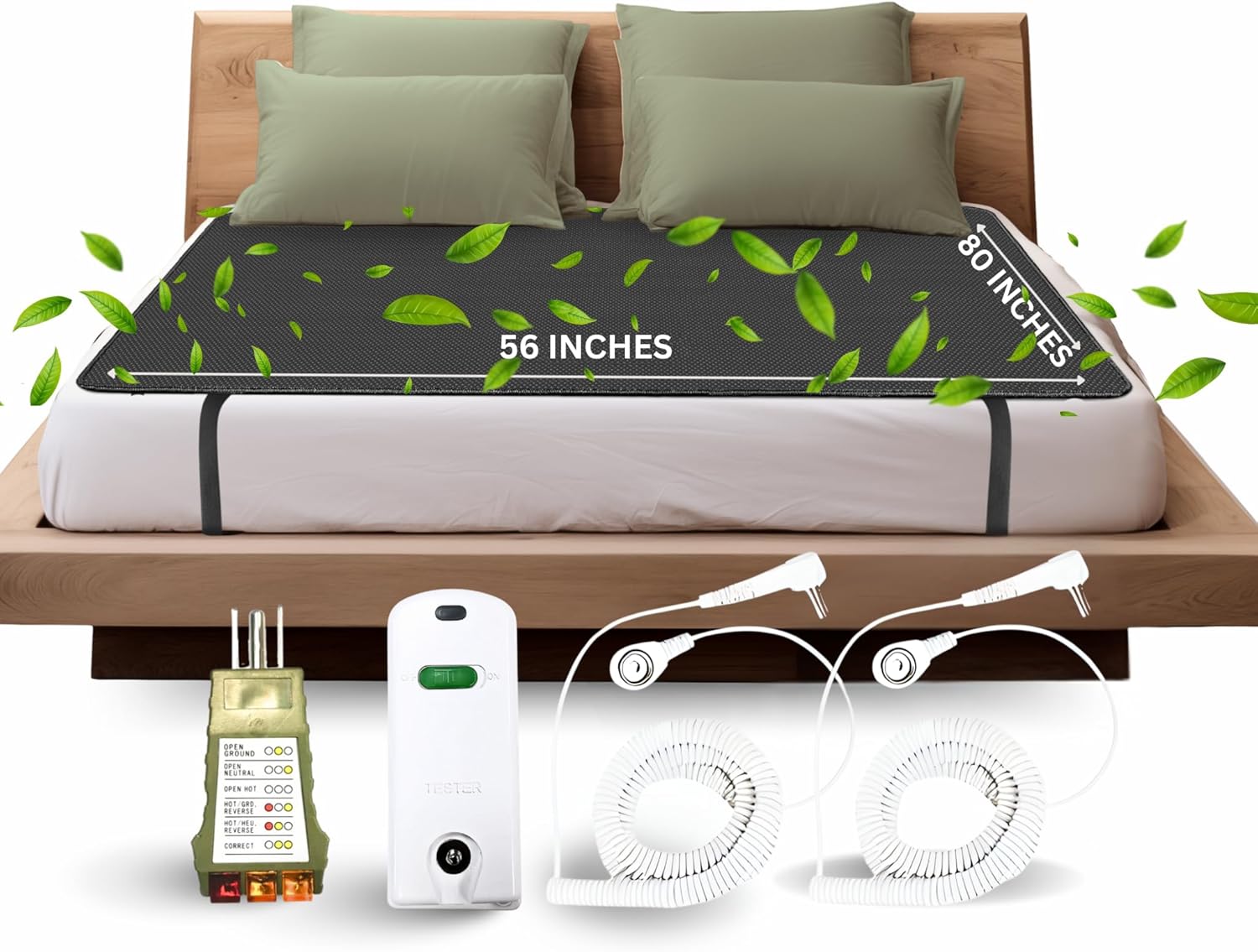 ELECTRAWAVE Grounding Mattress Cover Pad, Queen Size Earth Connected Conductive Carbon Leatherette Grounding Sheets for Better Sleep, Relieve Pain, Reduce Inflamation - Image 2
