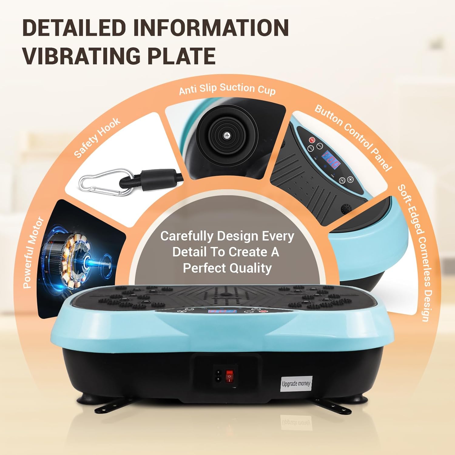 Vibration Plate, Exercise Machine Vibration Plate for Lymphatic Drainage Weight Loss, Waver Vibration Plate 330lbs Capacity 6 Preset Modes 120 Level with Loop Belt - Image 7