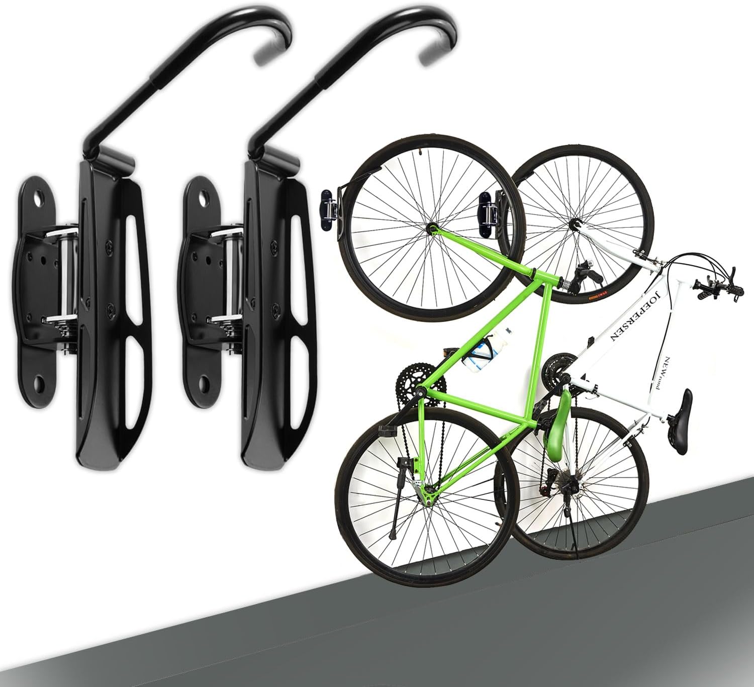 Wallmaster Swivel Bike Rack Hanger,Garage Wall Mount Bike Storage Hook for Indoor, 2 Pack - Image 2