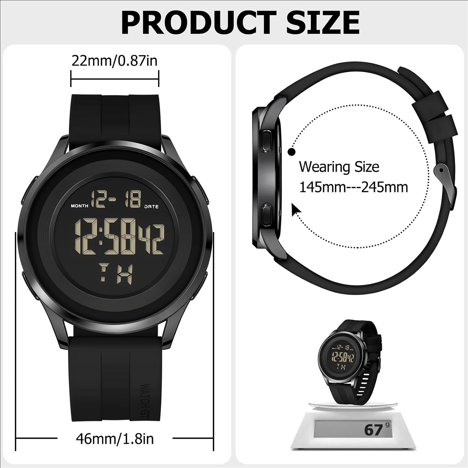Mens Digital Waterproof Military Watch for Men Black Dive Tactical Sports Minimalist Ultra-Thin Wrist Watch - Image 6