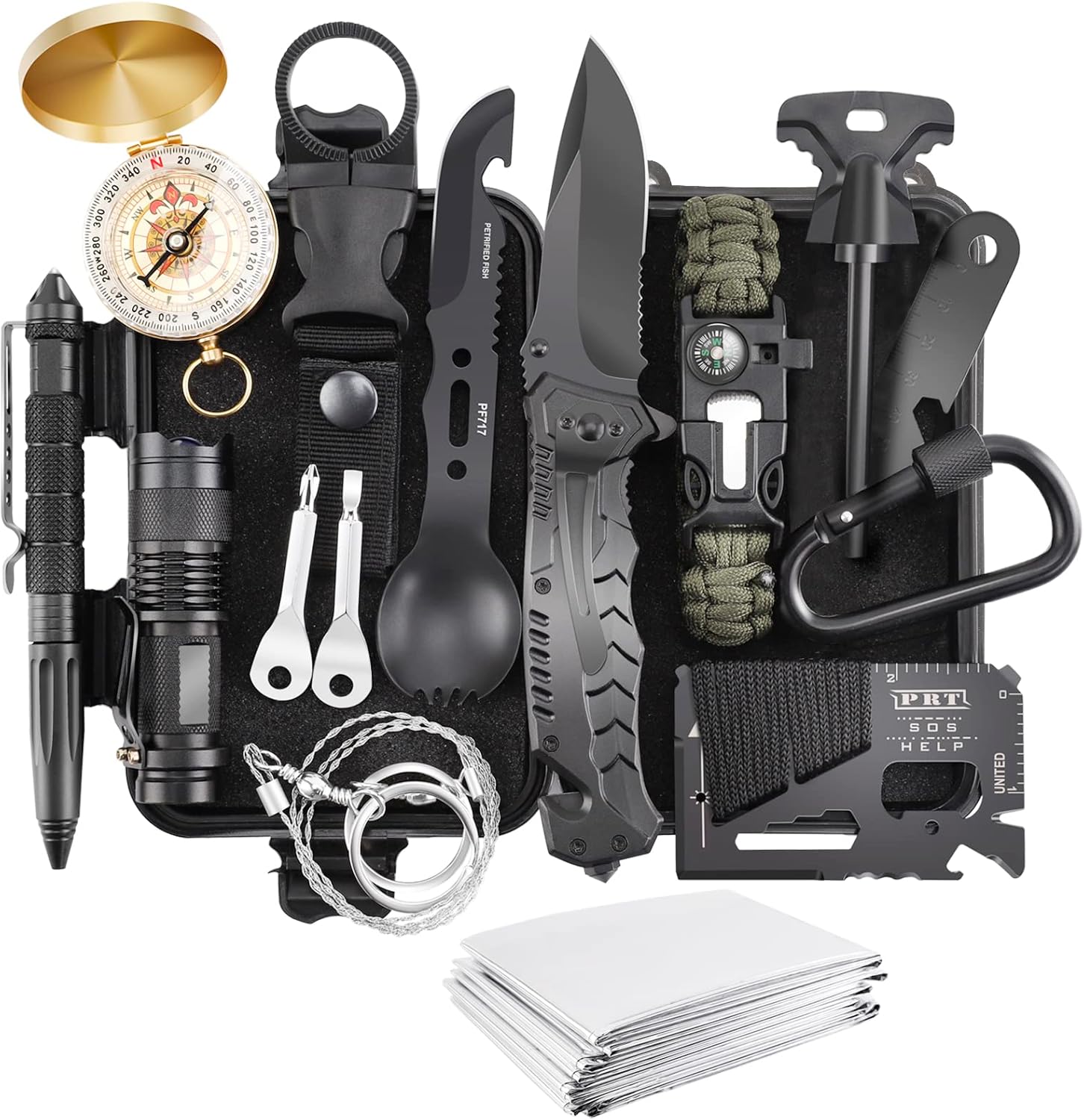 Survival kits 17 in 1, Emergency Survival Gear and Equipment, Cool Gadgets for Men Camping Fishing Hunting Outdoor - Image 2