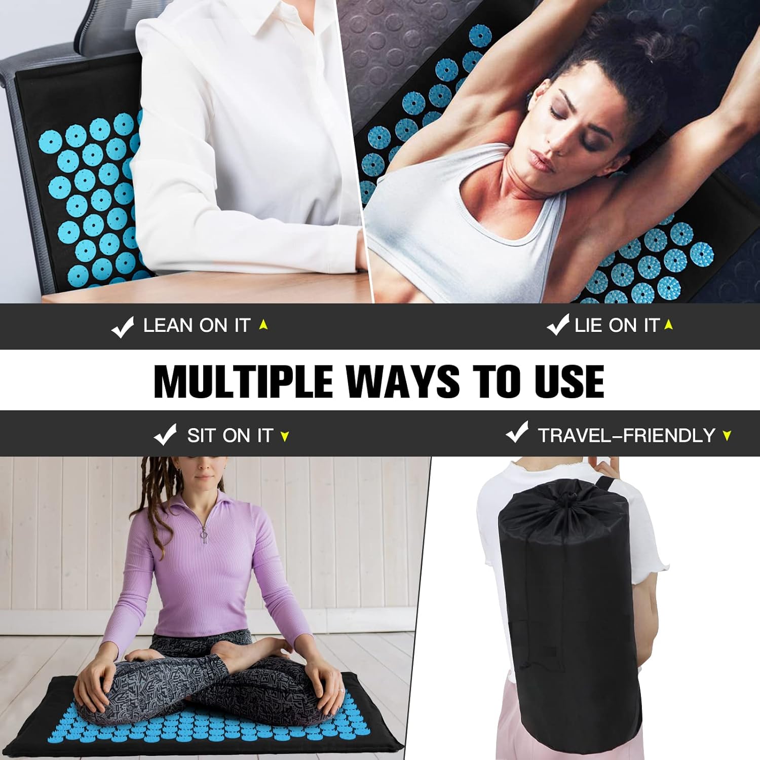 LadyRosian Acupressure Mat and Pillow Set with Oxford Bag, for Neck Back Pain, Muscle Relaxation Stress Relief, Relieve Sciatica and Pain Relief Set (Blue) - Image 7