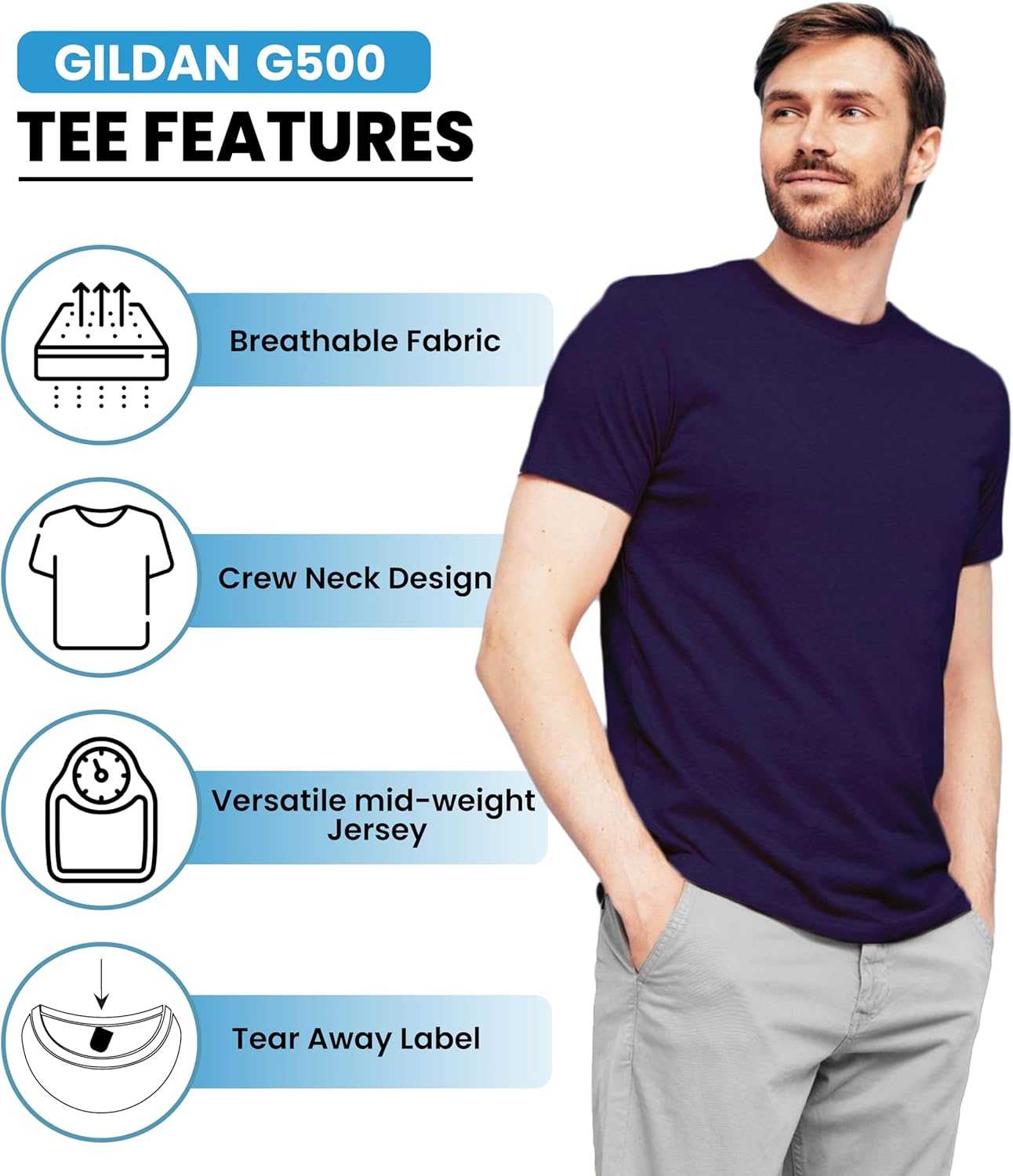Gildan Men's Heavy Cotton Short Sleeve T-Shirt, Style G500, Multipack of 1|2|4|6|10, Make Your Own Customized Set! - Image 5