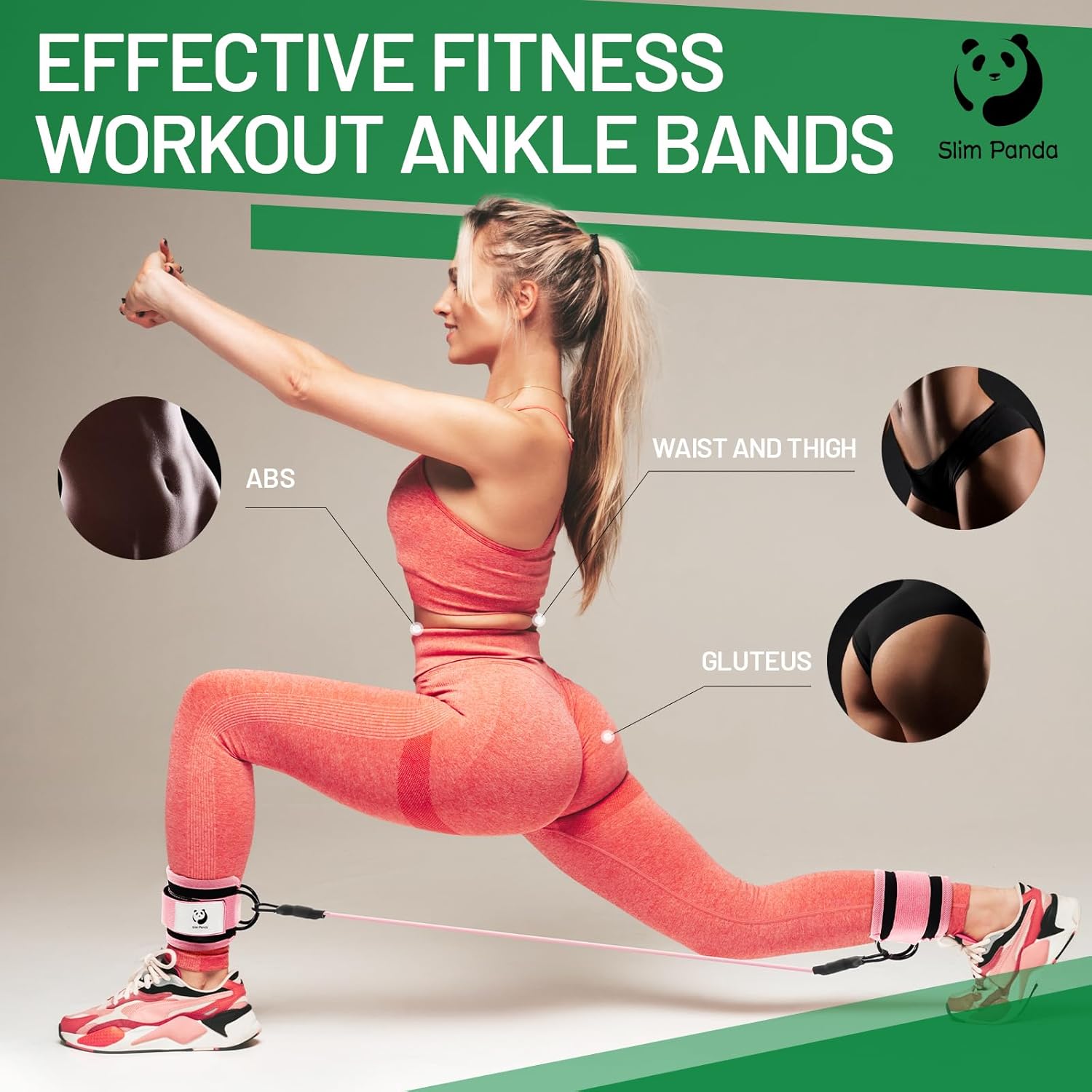 Slim Panda Ankle Resistance Bands with Cuffs,Leg Resistance Bands for Booty Workout Equipment for Kickbacks Hip Fitness Training - Image 6