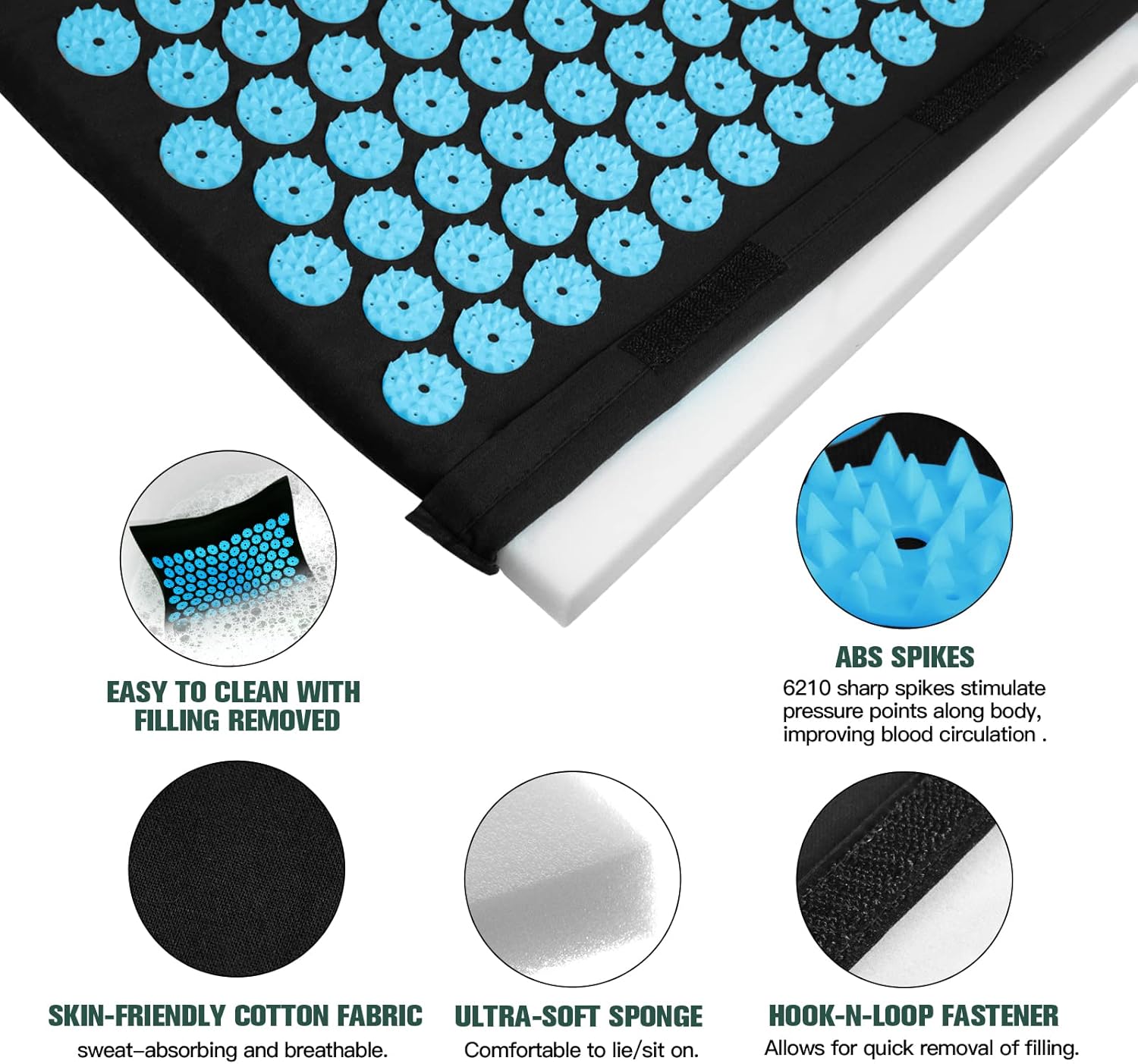 LadyRosian Acupressure Mat and Pillow Set with Oxford Bag, for Neck Back Pain, Muscle Relaxation Stress Relief, Relieve Sciatica and Pain Relief Set (Blue) - Image 4