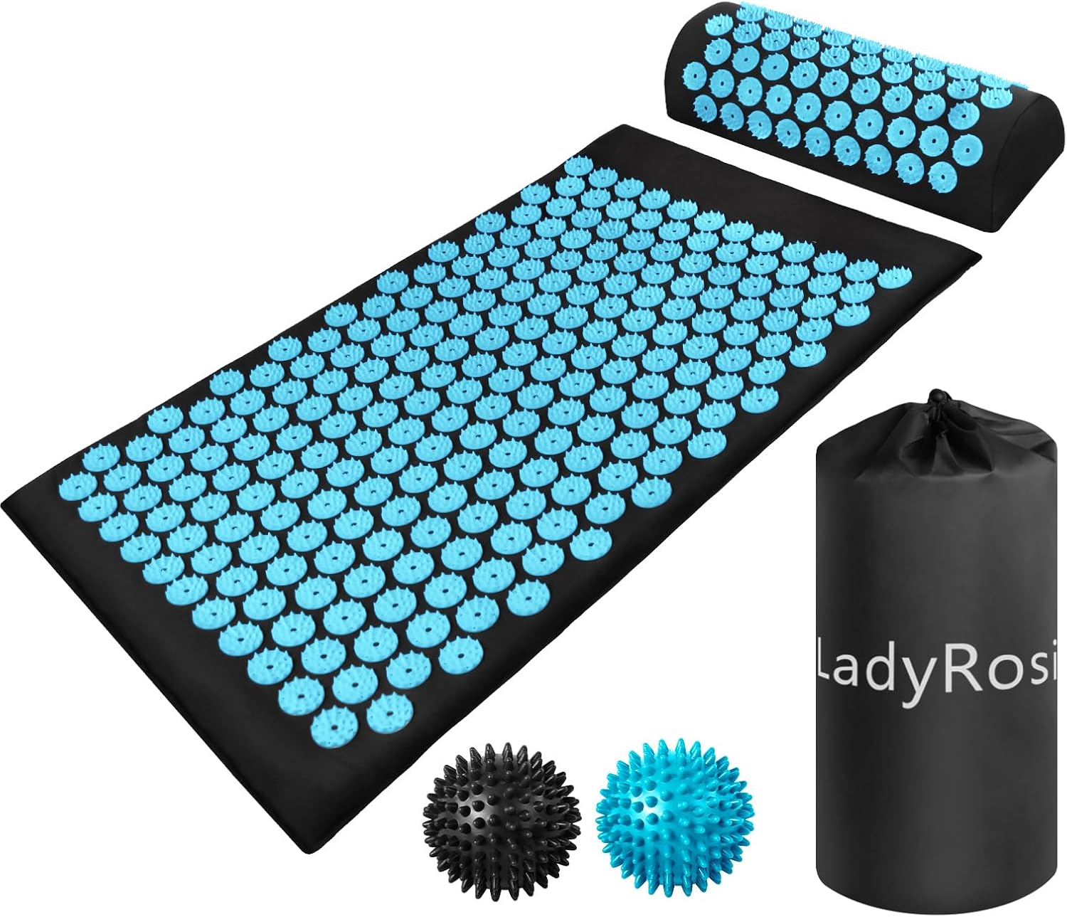 LadyRosian Acupressure Mat and Pillow Set with Oxford Bag, for Neck Back Pain, Muscle Relaxation Stress Relief, Relieve Sciatica and Pain Relief Set (Blue) - Image 2