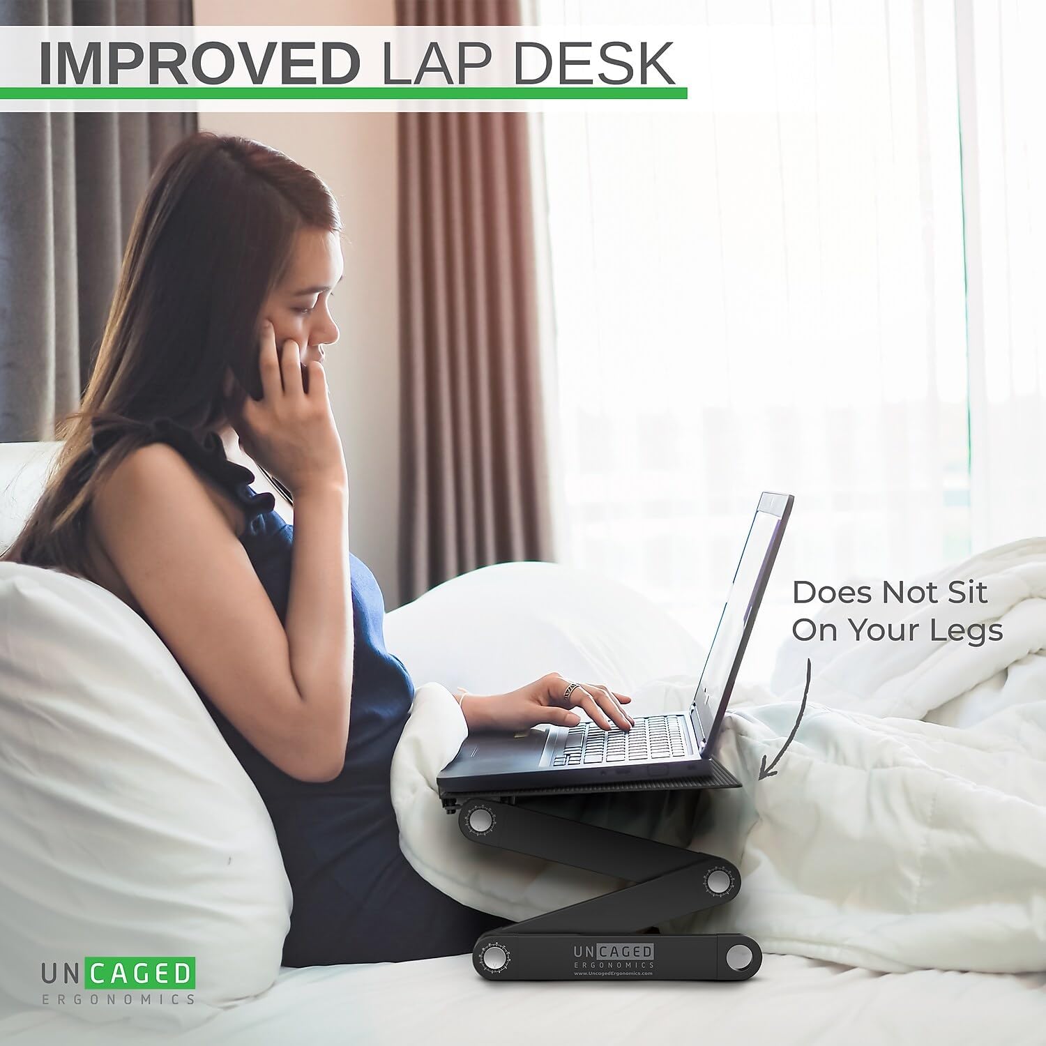 WorkEZ Adjustable Laptop Stand for Desk, Adjustable Height Laptop Stand, Ergonomic Foldable Portable PC Holder, Computer Riser, Home Office Supplies - Image 5