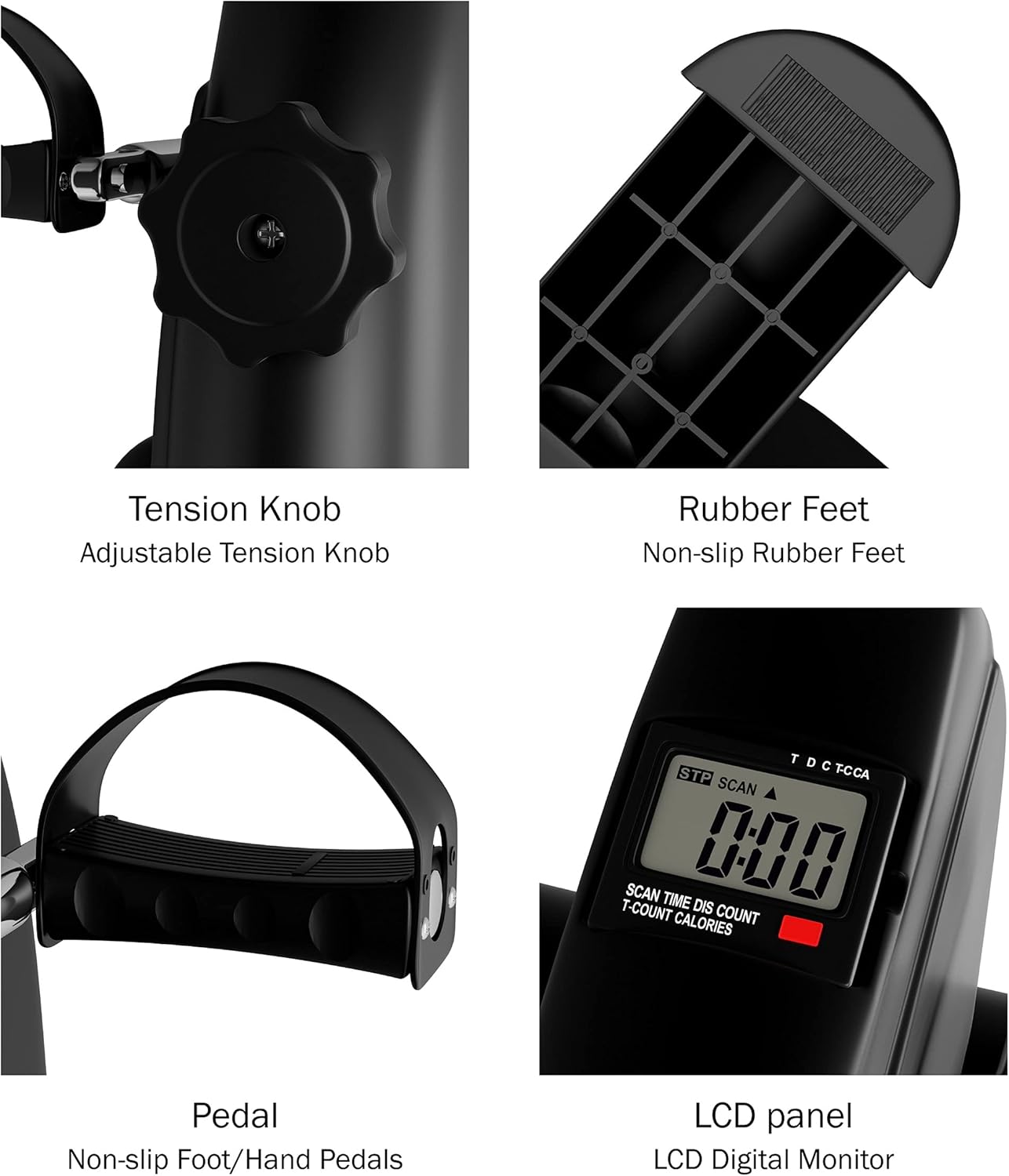 Under Desk Bike and Pedal Exerciser - At-Home Physical Therapy Equipment and Exercise Machine for Arms and Legs with LCD Screen by Wakeman Fitness - Image 5