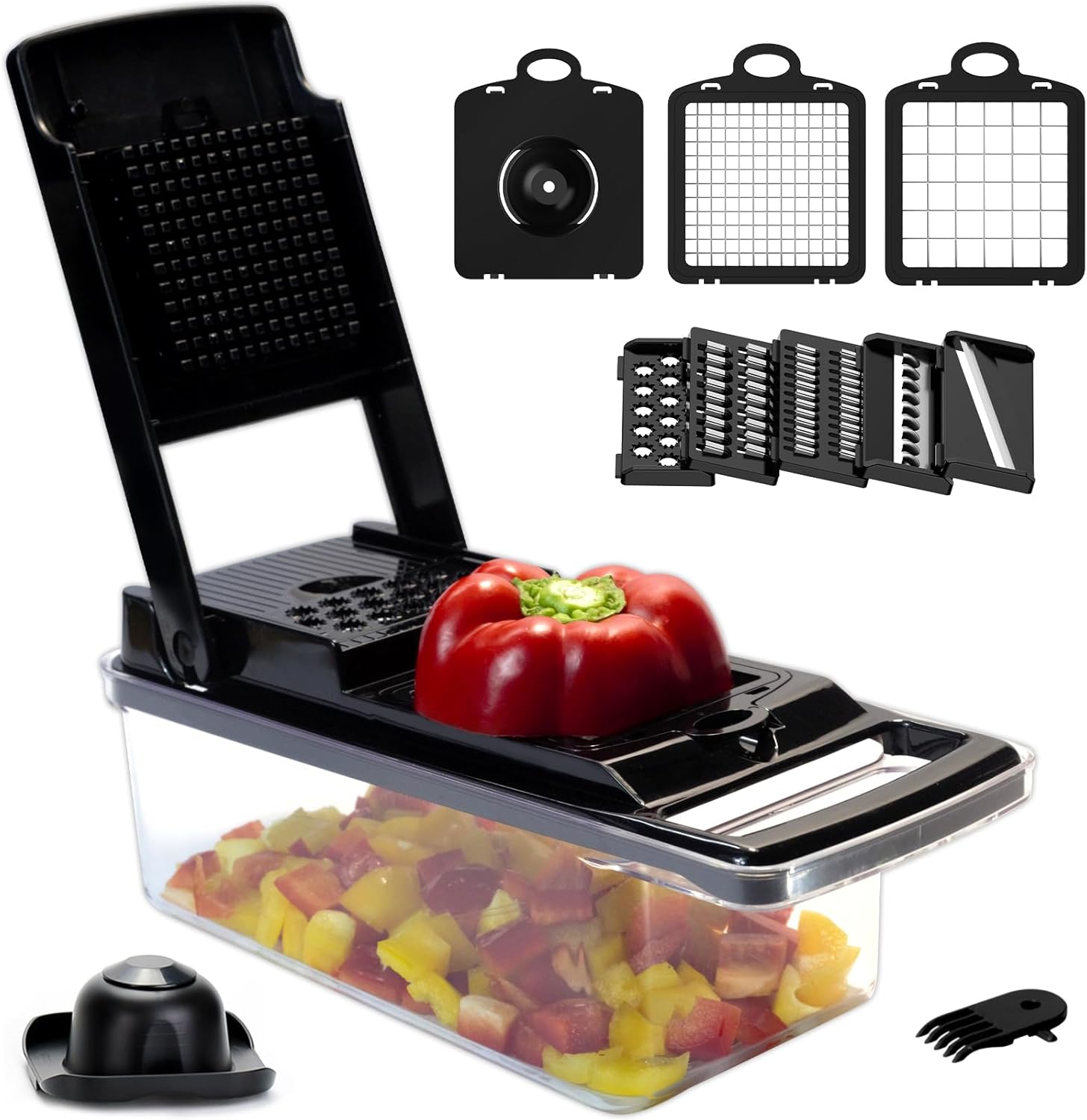 Vegetable Chopper, Pro Onion Chopper, 10 in 1 Multifunctional Chopper mandoline slicer and dicer, Dicing Machine, Veggie Chopper With 8 Blades, Carrot Chopper for Salad Potato Carrot Garlic - Image 2