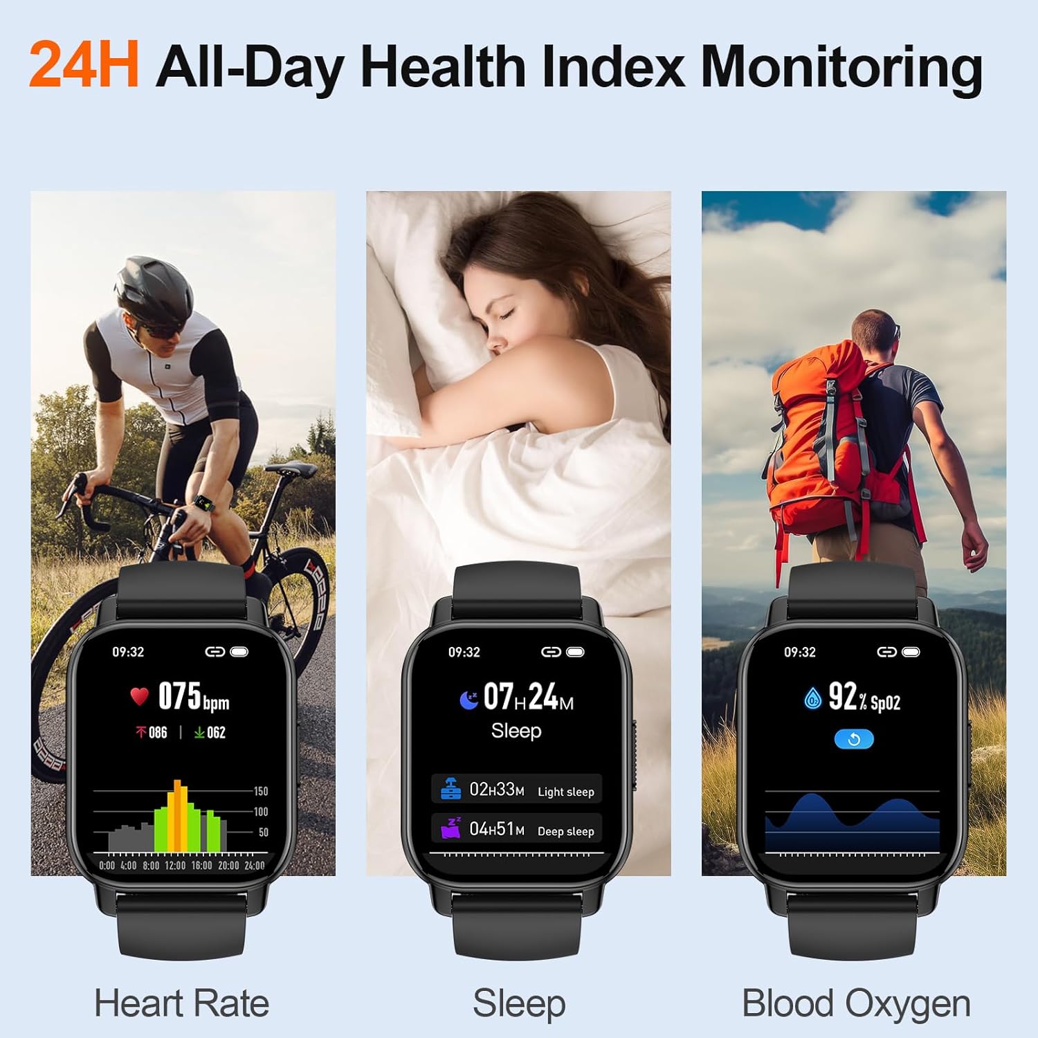 Smart Watch for Men Women with Bluetooth Call/Message Reminder, Fitness Watch 1.85" Touch Screen, Watch Heart Rate/Sleep/Spo2/Calories/Steps Monitor, 112+ Sport Mode, Activity Tracker for Android/iOS - Image 4